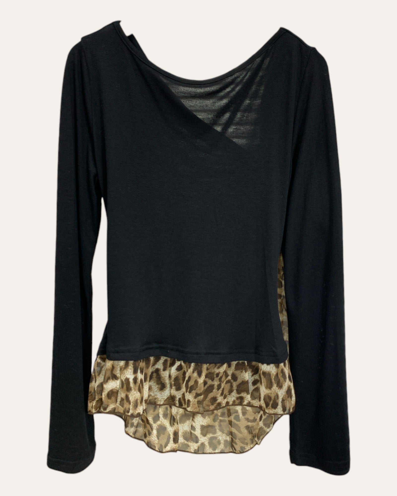 Leopard Bow Peplum Knit Top