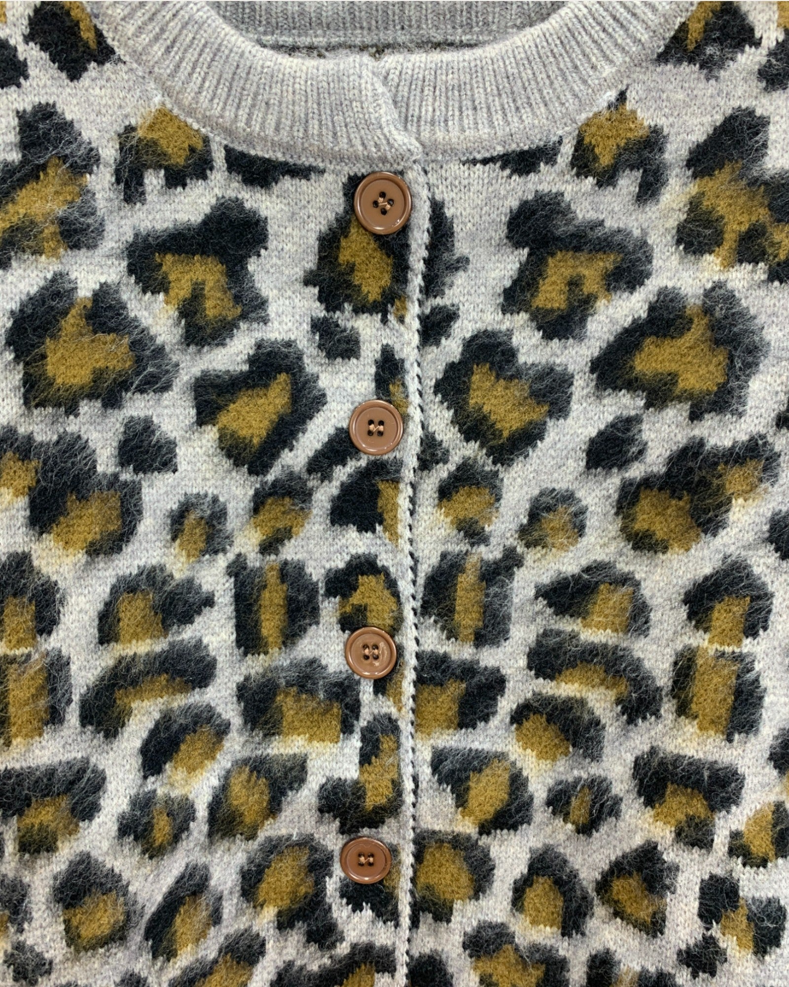 Leopard Print Knit Button Cardigan