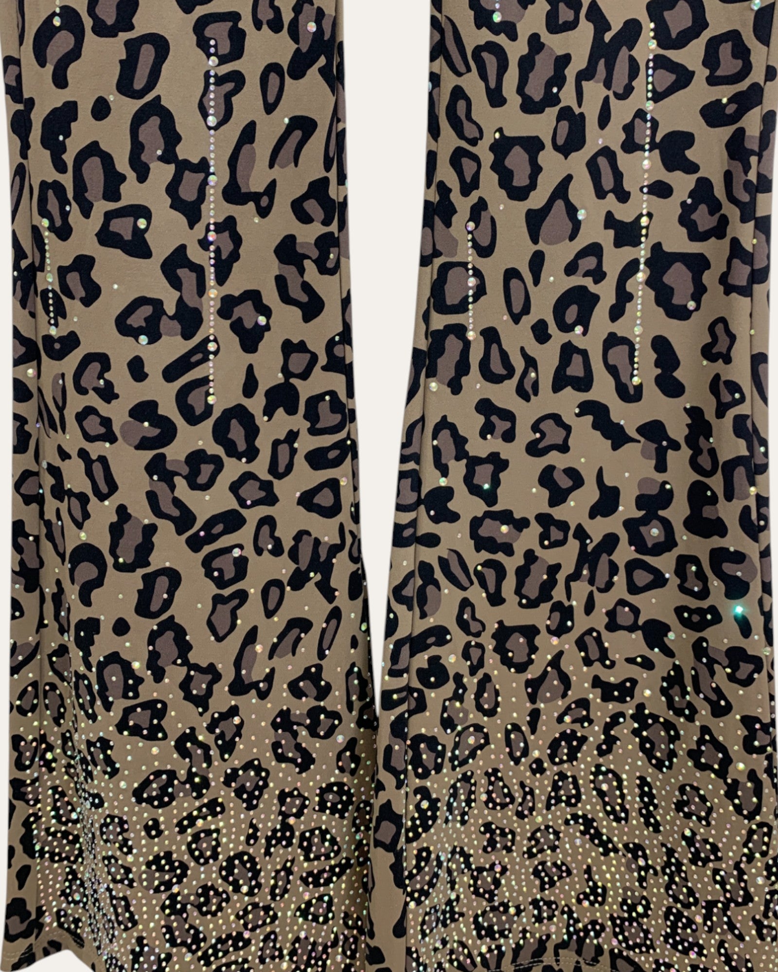 Leopard Print Rhinestone Flared Pants