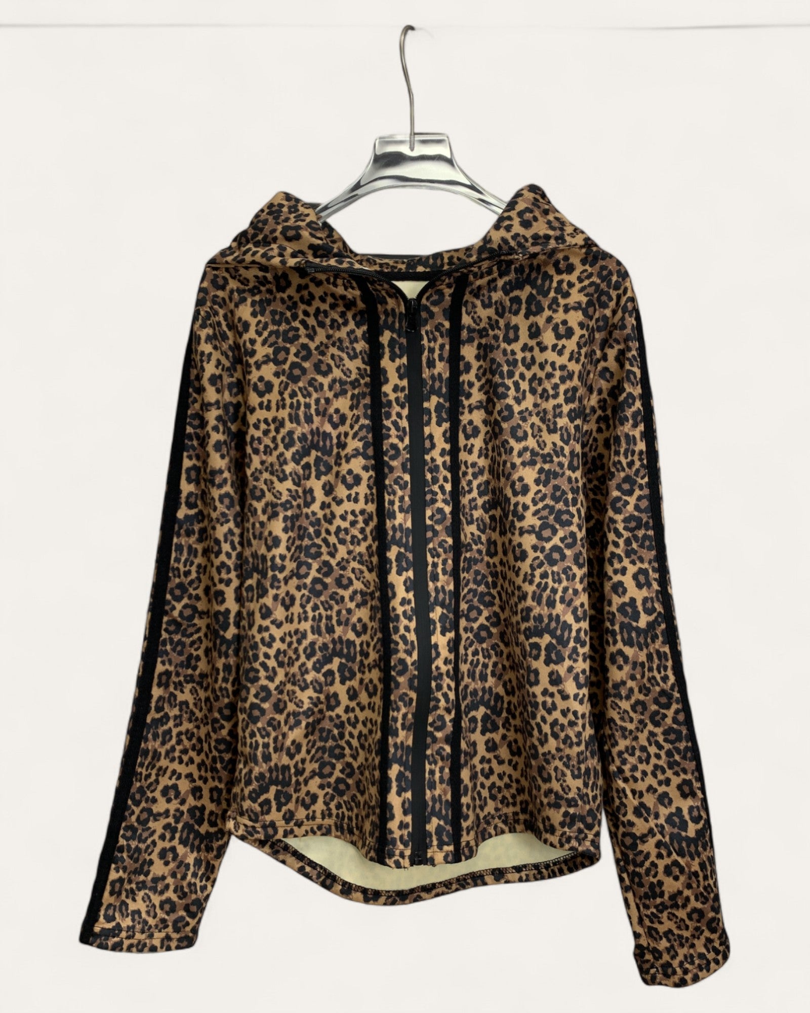 Leopard Print Zip-Up Hoodie Jacket