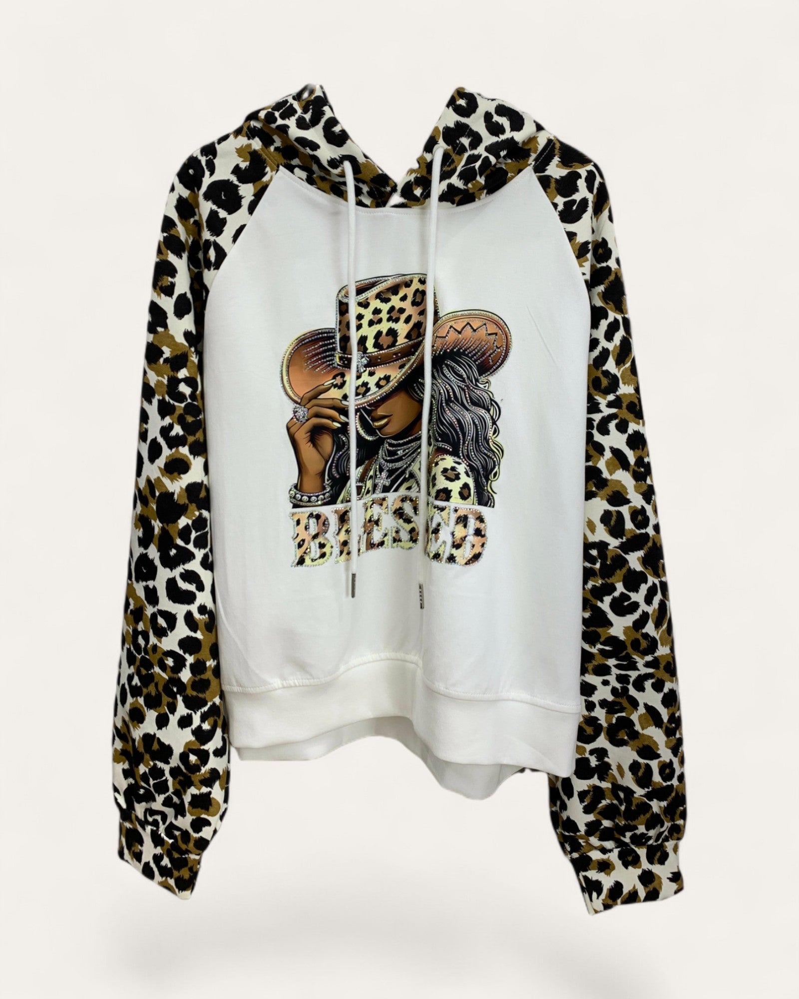 Leopard Sleeve Graphic Hoodie