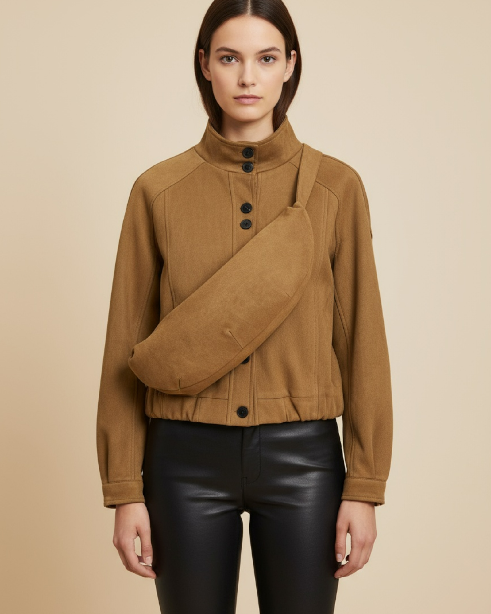 Minimalist Faux Suede Button-Up Jacket