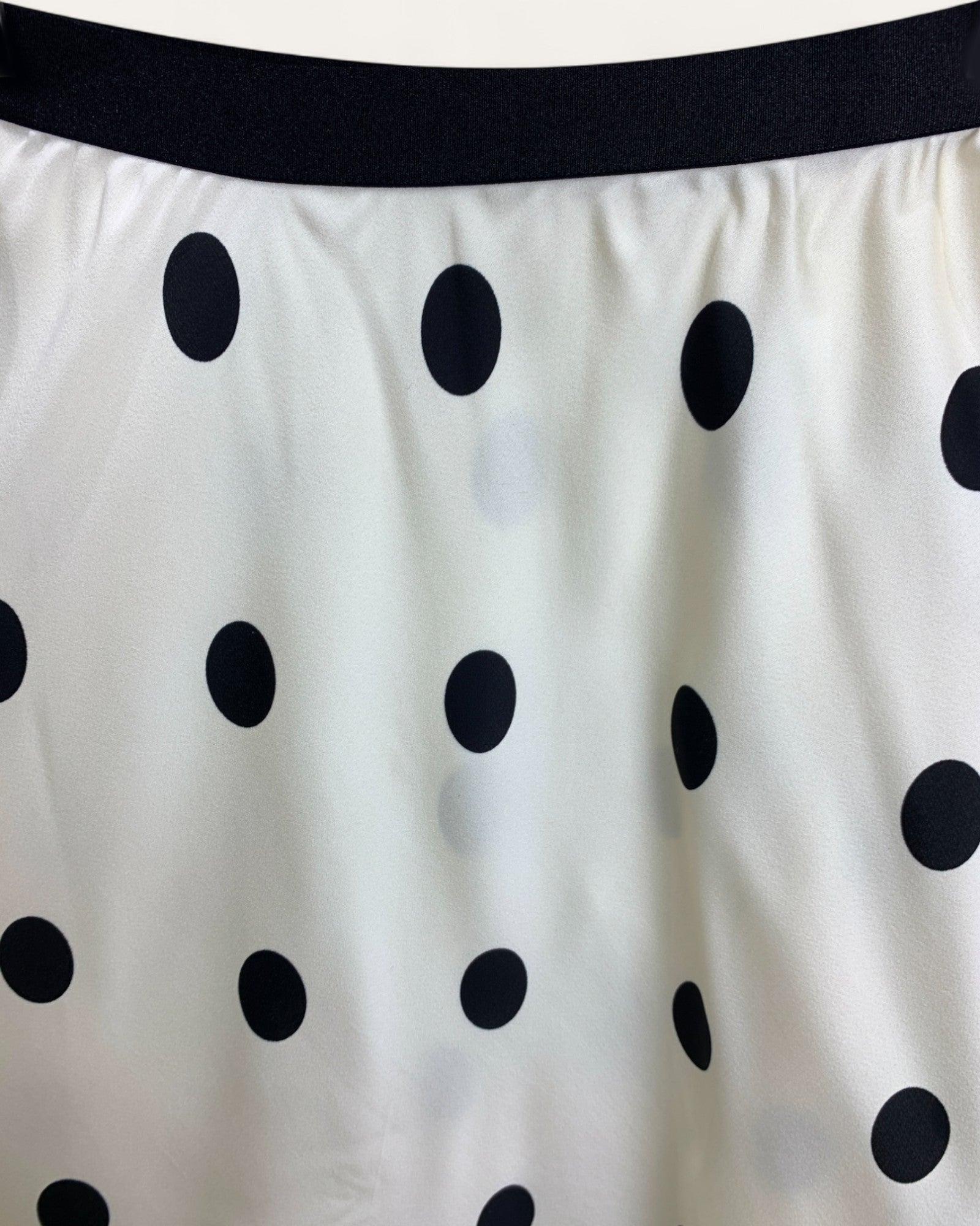 Polka Dot Satin Flared Maxi Skirt