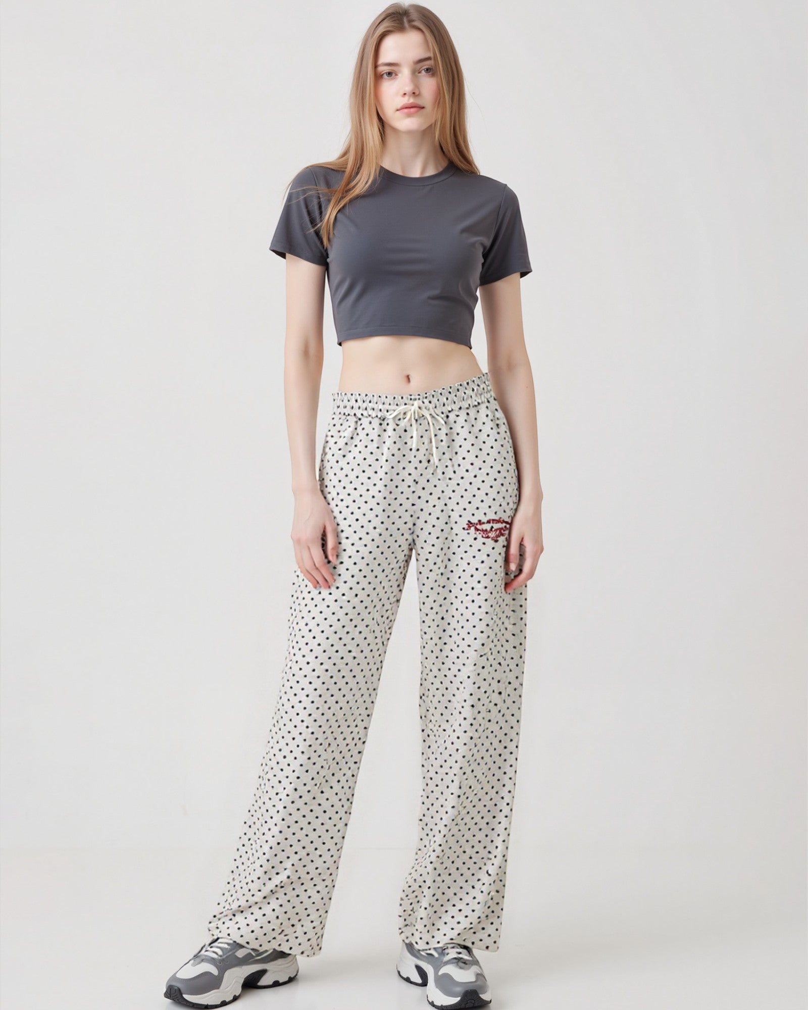 Polka Dot Wide-Leg Casual Pants