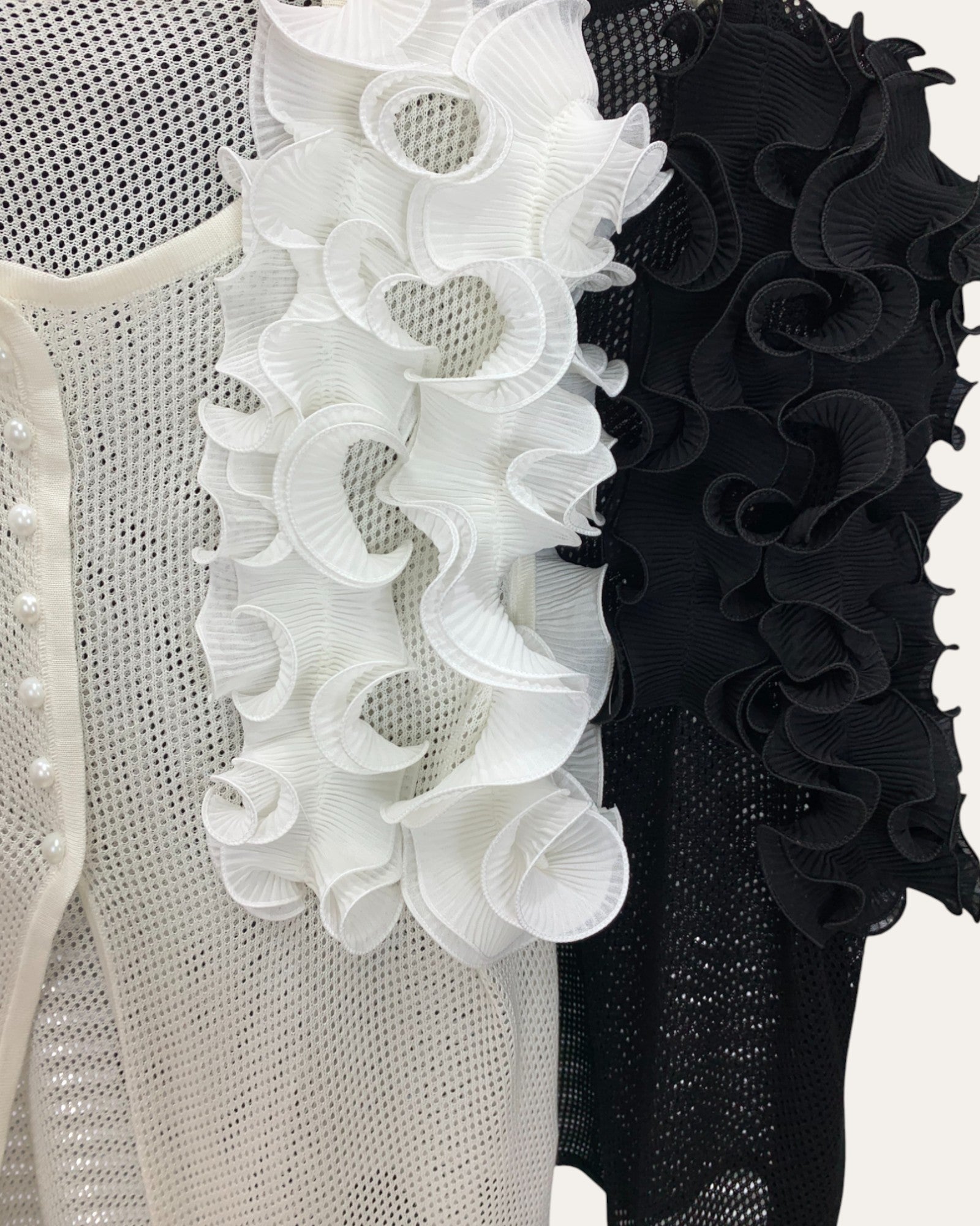 Ruffle Mesh Longline Vest