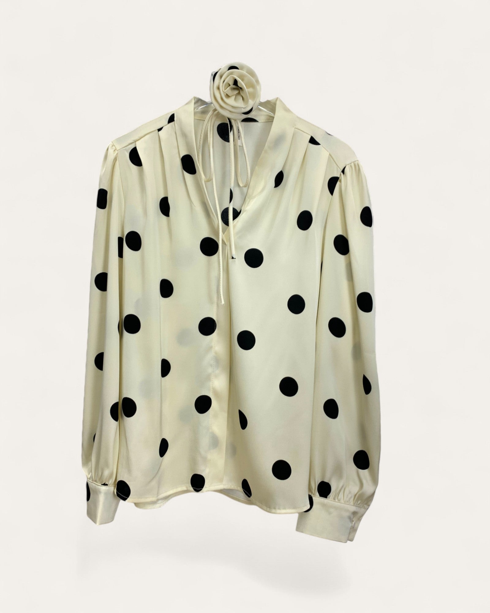 Satin Polka Dot Blouse with Neck Tie