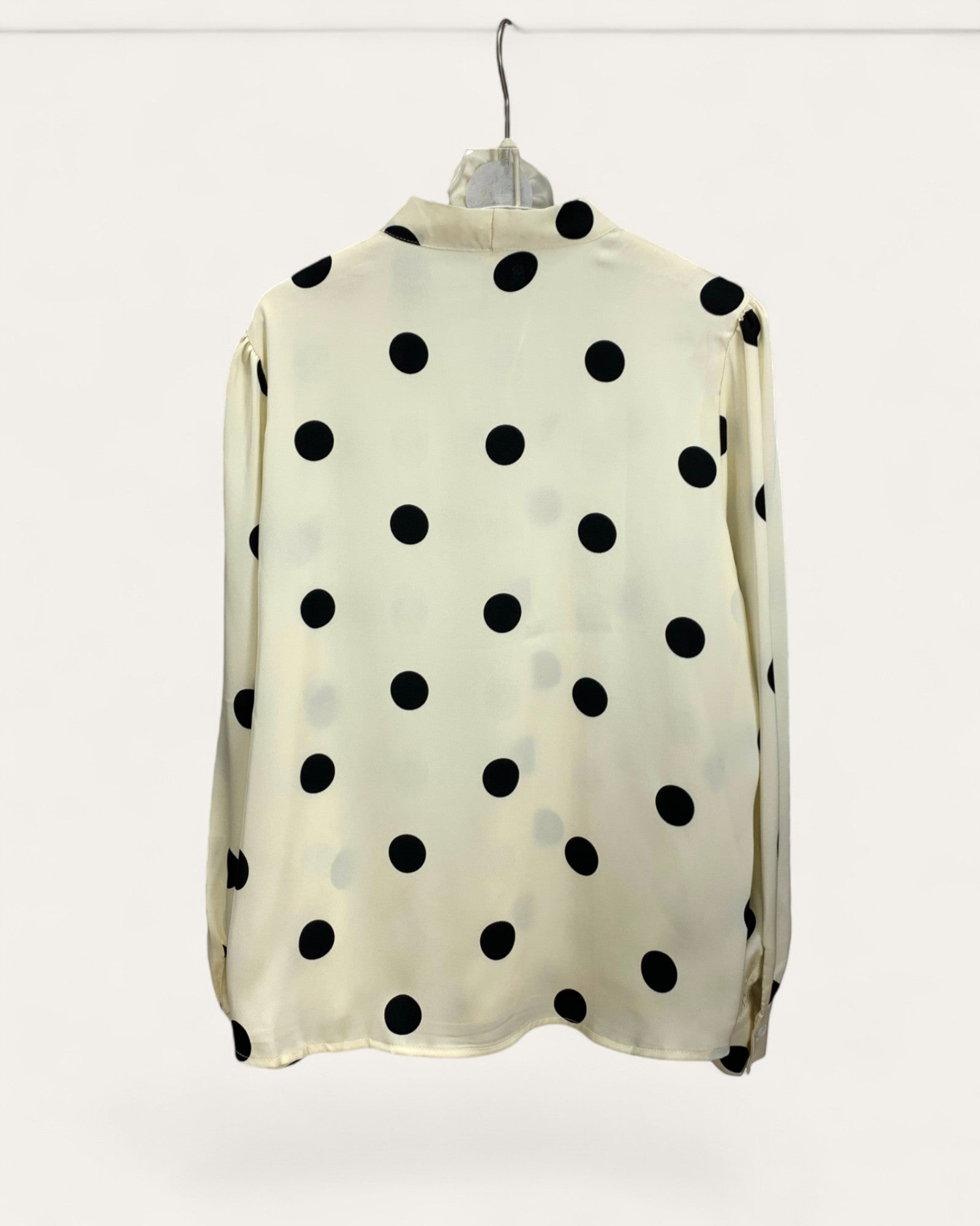 Satin Polka Dot Blouse with Neck Tie