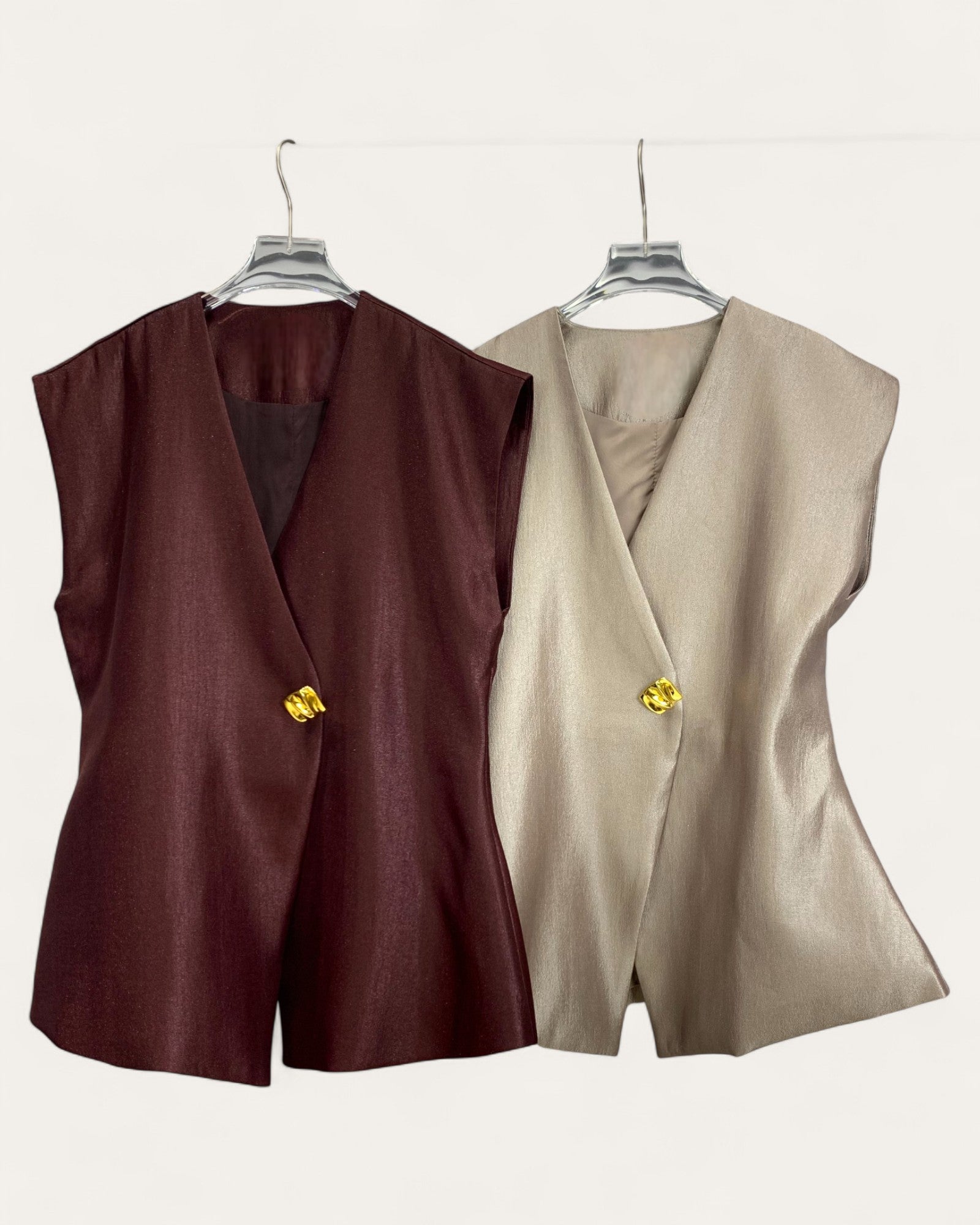 Satin Wrap Sleeveless Blouse