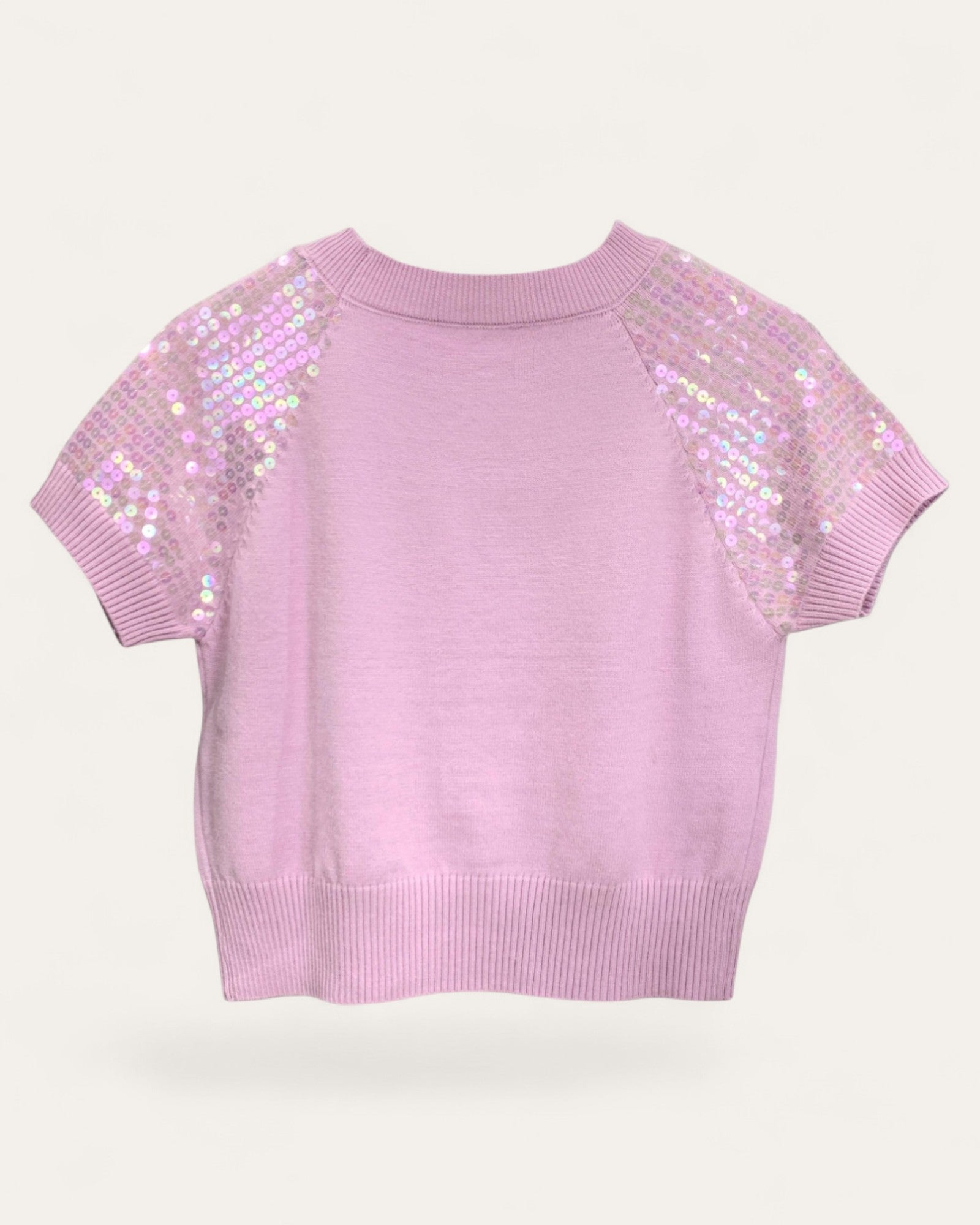 Sequin Embellished Short Sleeve Knit Top