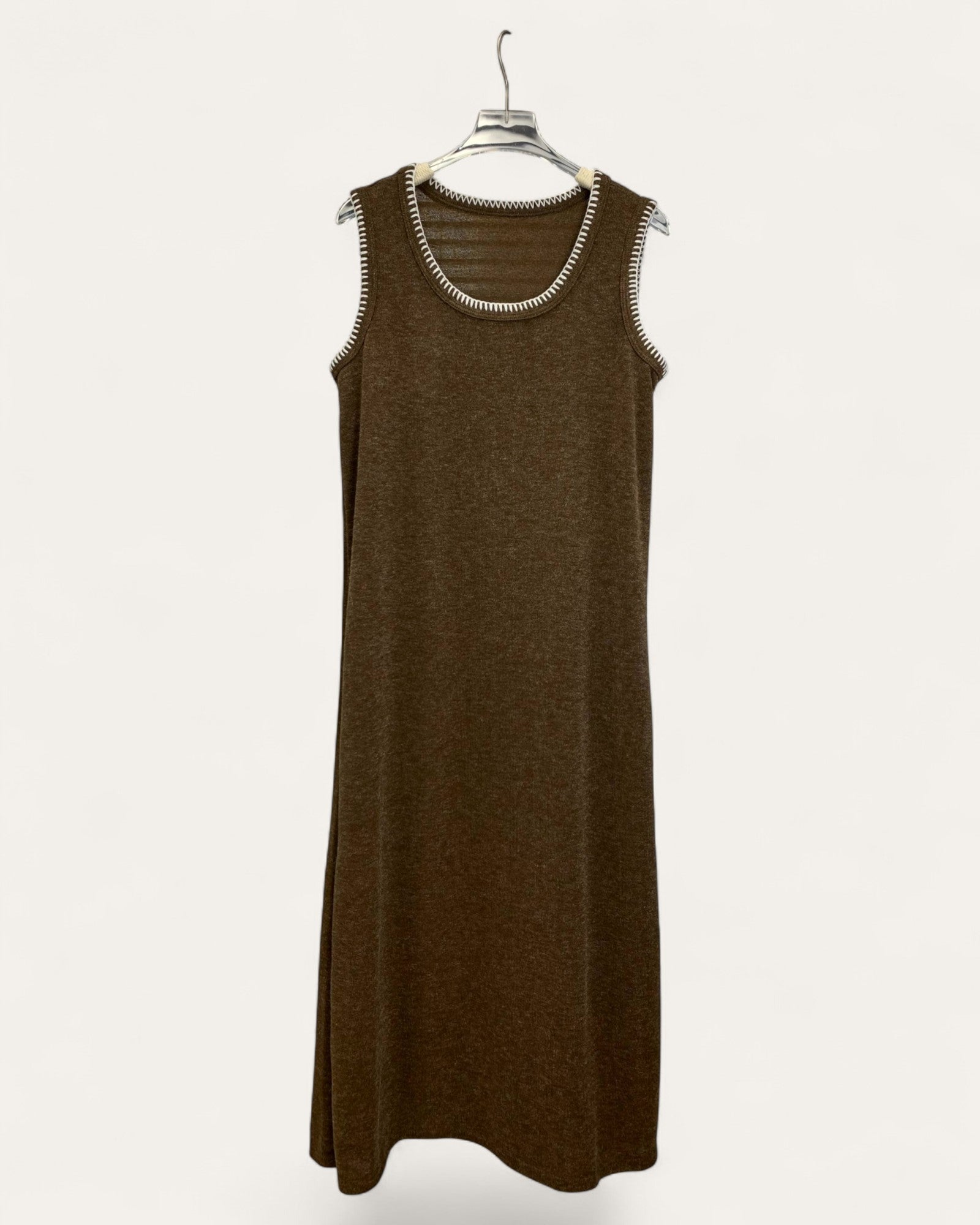 Sleeveless Textured Knit Midi Dress