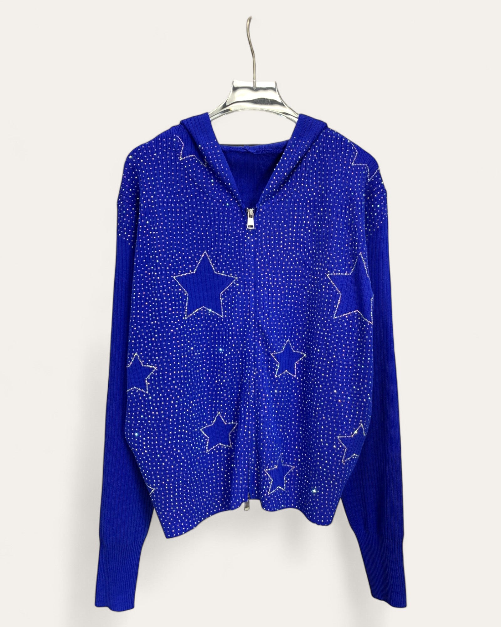 Star Embellished Zip-Up Hoodie