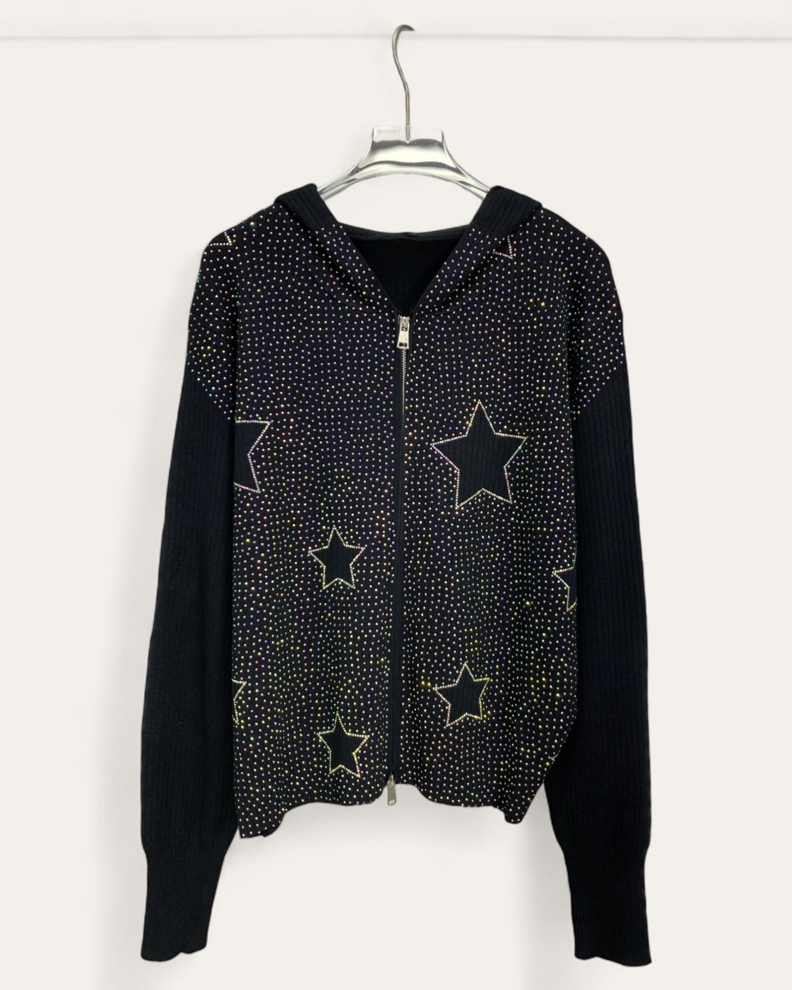 Star Embellished Zip-Up Hoodie
