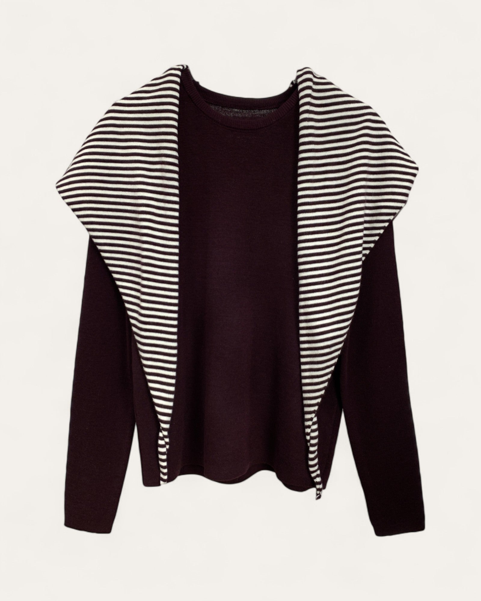 Striped Detail Drape Knit Sweater