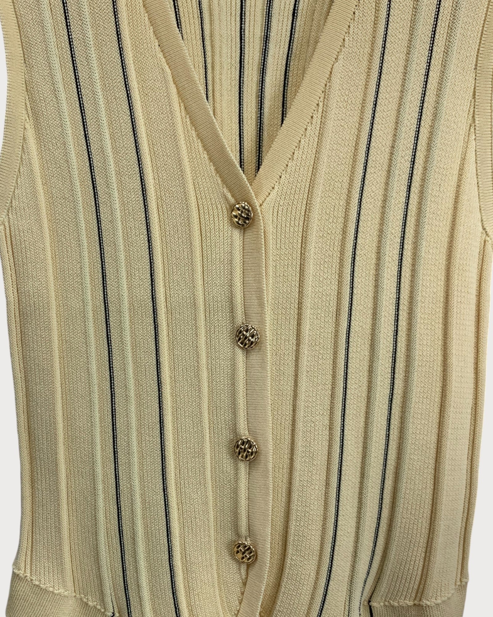 Striped Knit Button Vest