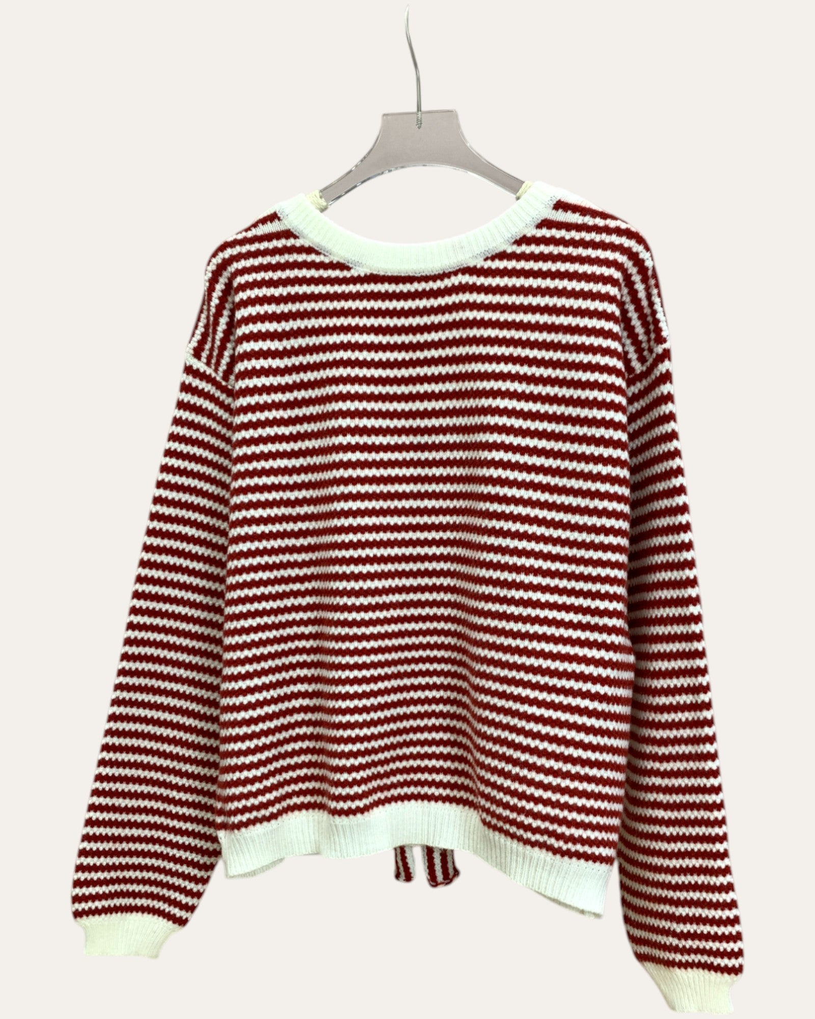 Striped Knit Sweater with Back Bow