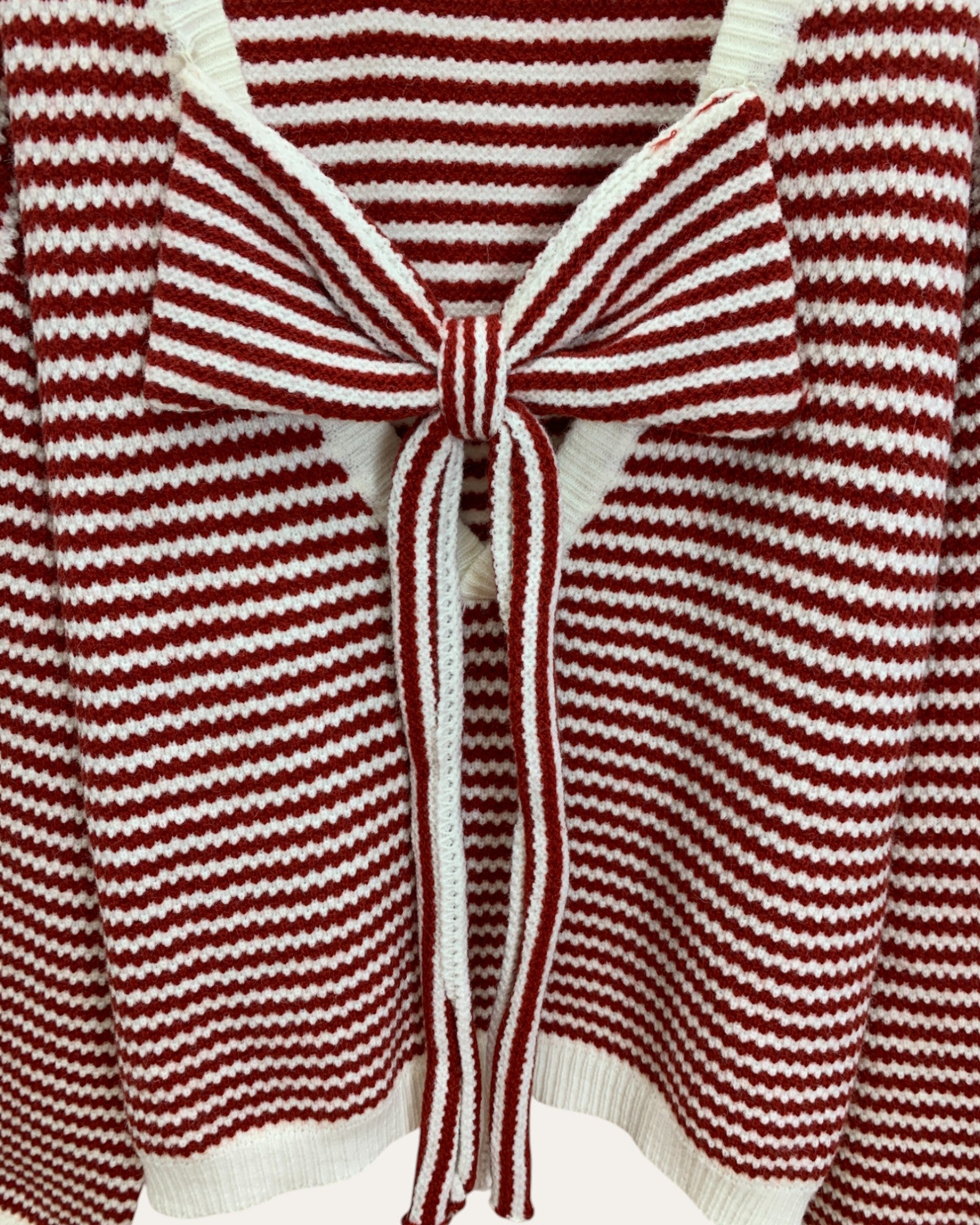 Striped Knit Sweater with Back Bow