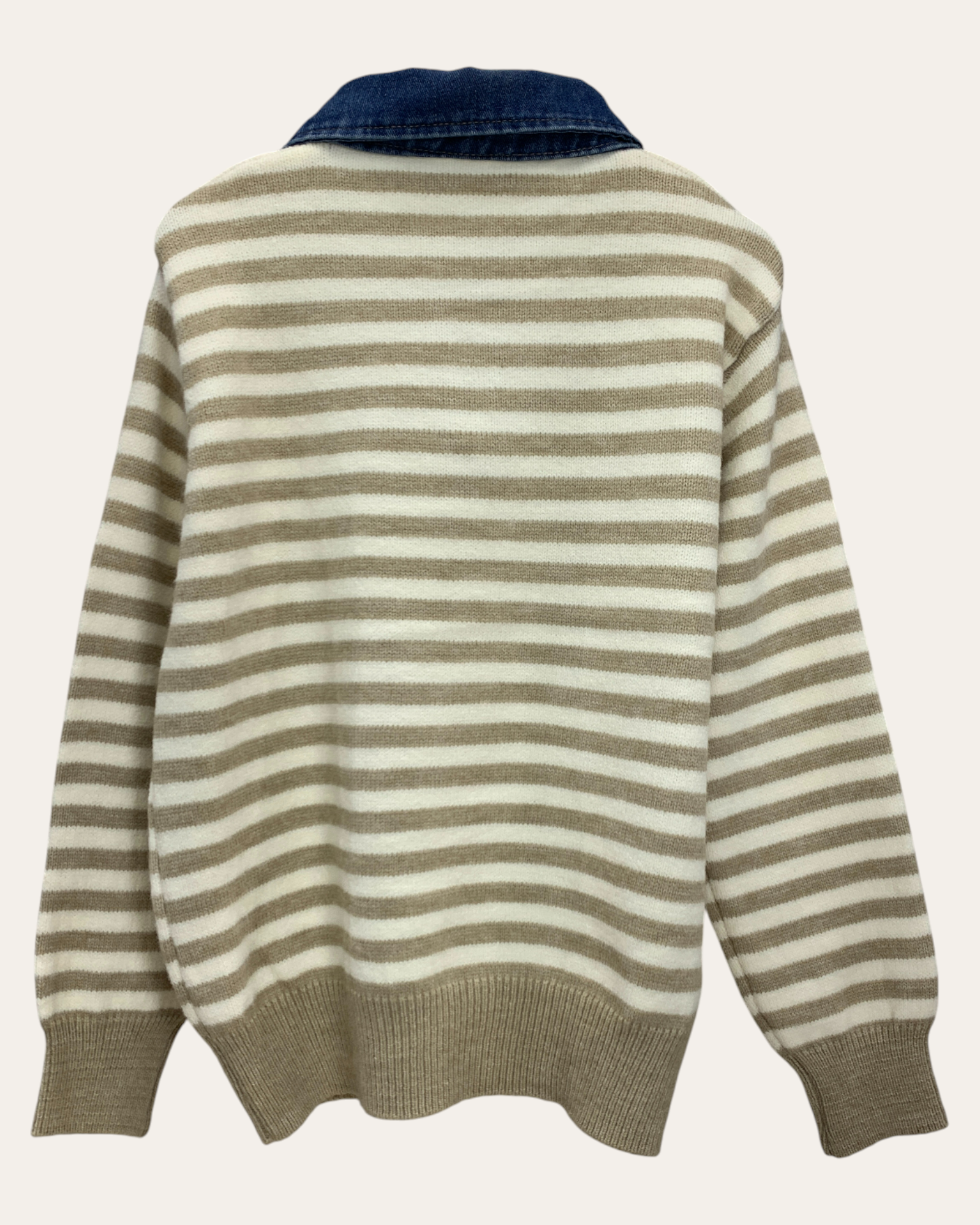 Striped Knit with Denim Collar