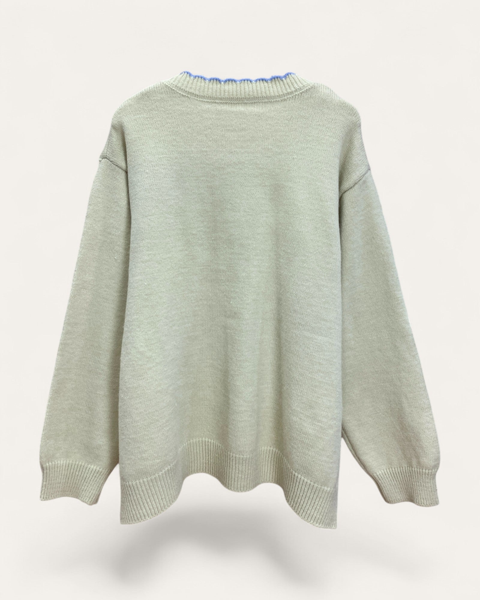 Teddy Bear and Star Embroidered Knit Cardigan