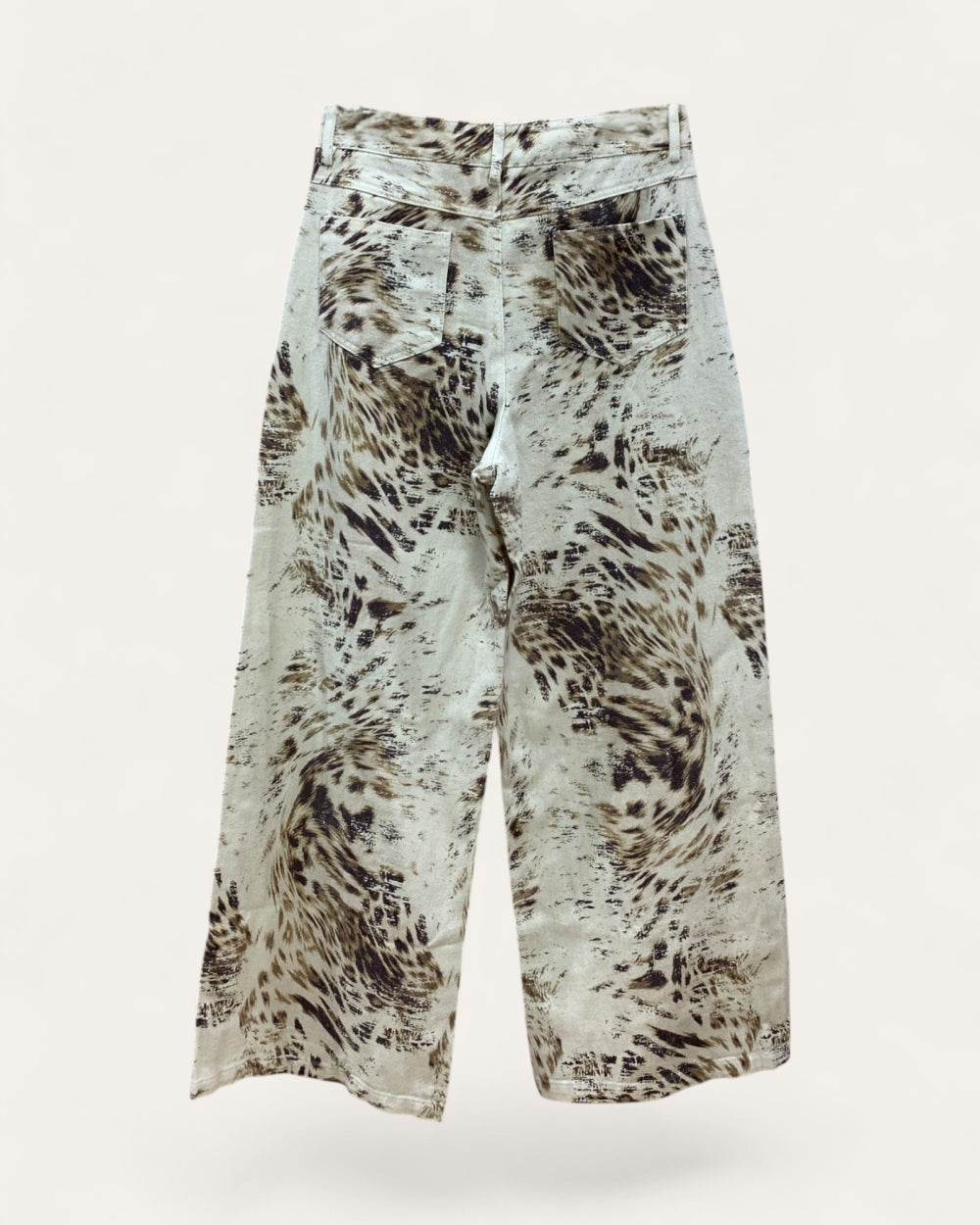 Abstract Animal Print Wide-Leg Jeans - Zilvina
