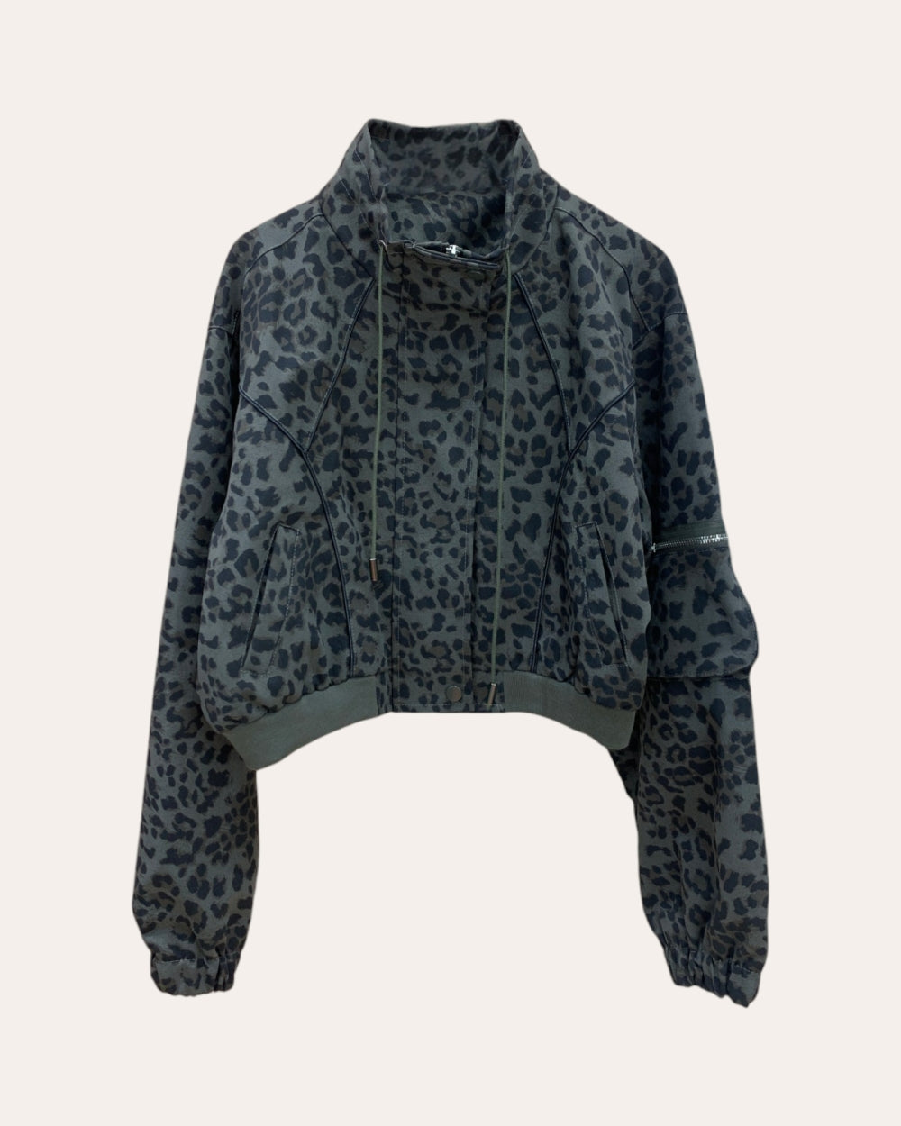 Animal Print Utility Bomber Jacket - Zilvina