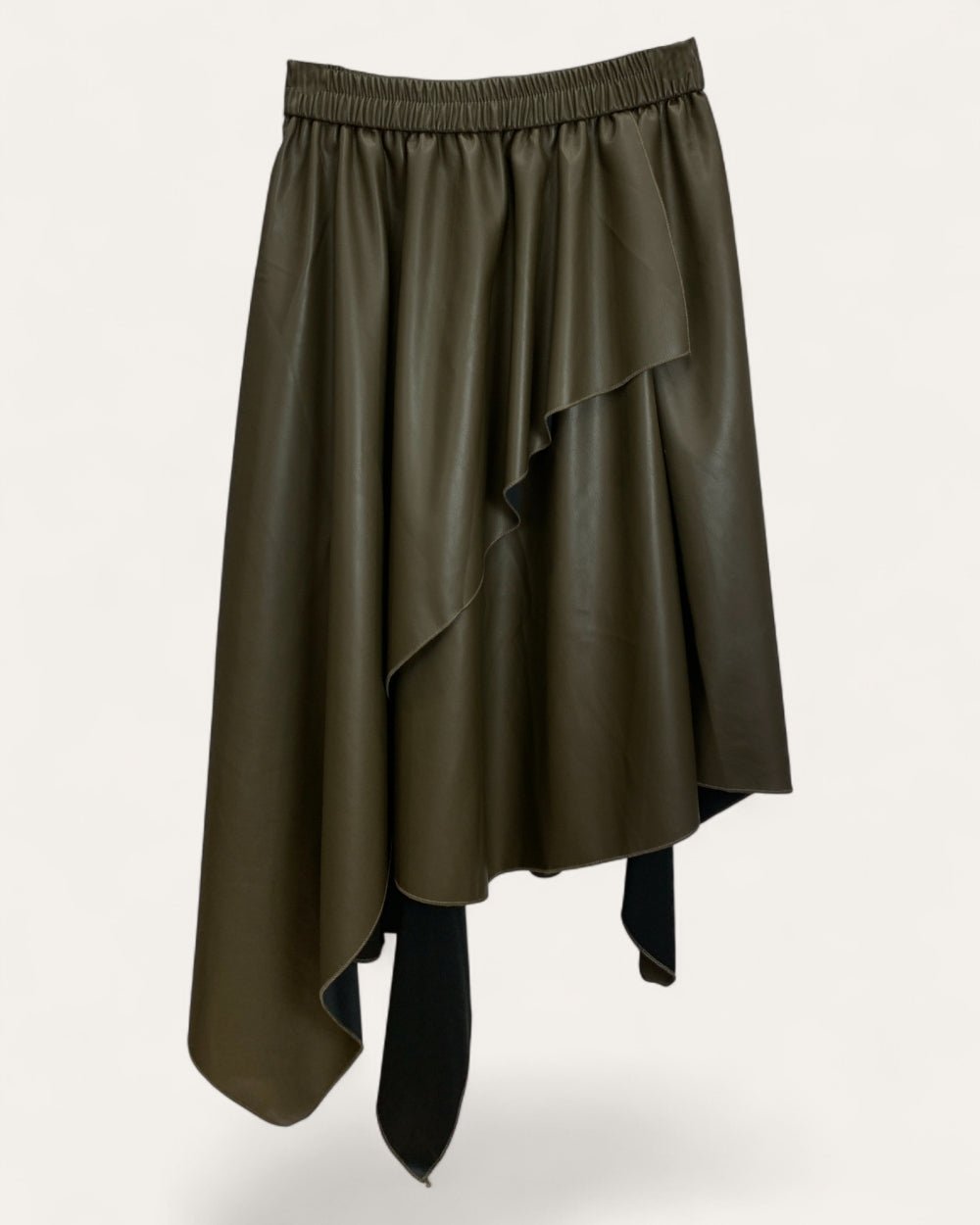 Asymmetric Faux Leather Skirt - Zilvina