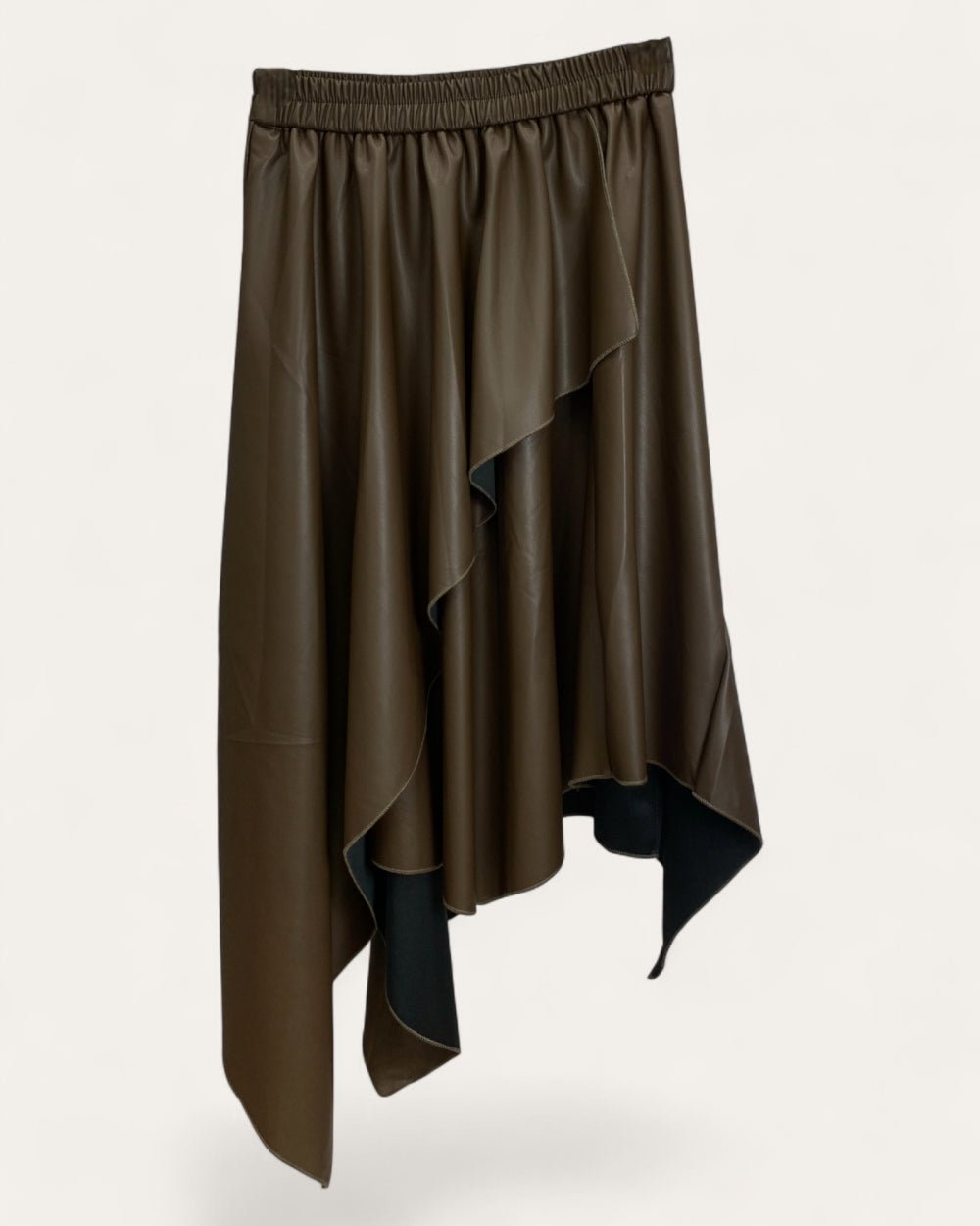 Asymmetric Faux Leather Skirt - Zilvina