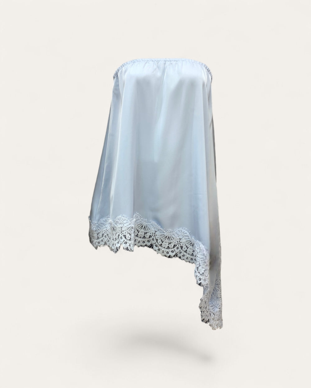Asymmetrical Lace Trim Tube Top / Skirt Set - Zilvina
