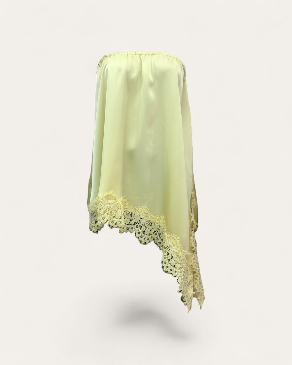 Asymmetrical Lace Trim Tube Top / Skirt Set - Zilvina