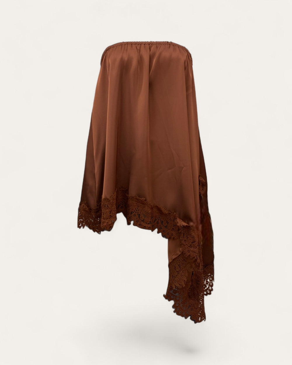 Asymmetrical Lace Trim Tube Top / Skirt Set - Zilvina