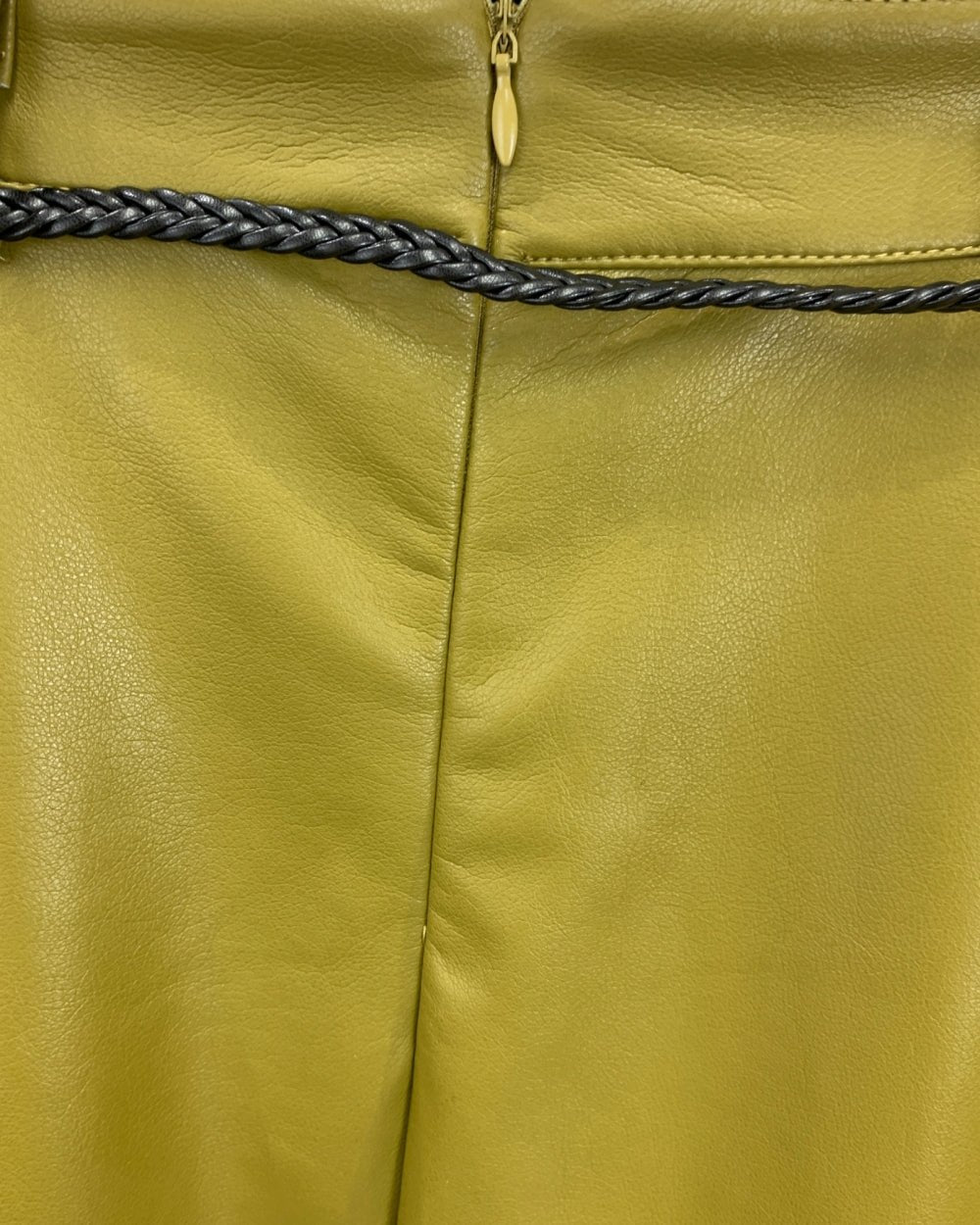 Belted Faux Leather Skirt with Scarf Accent - Zilvina