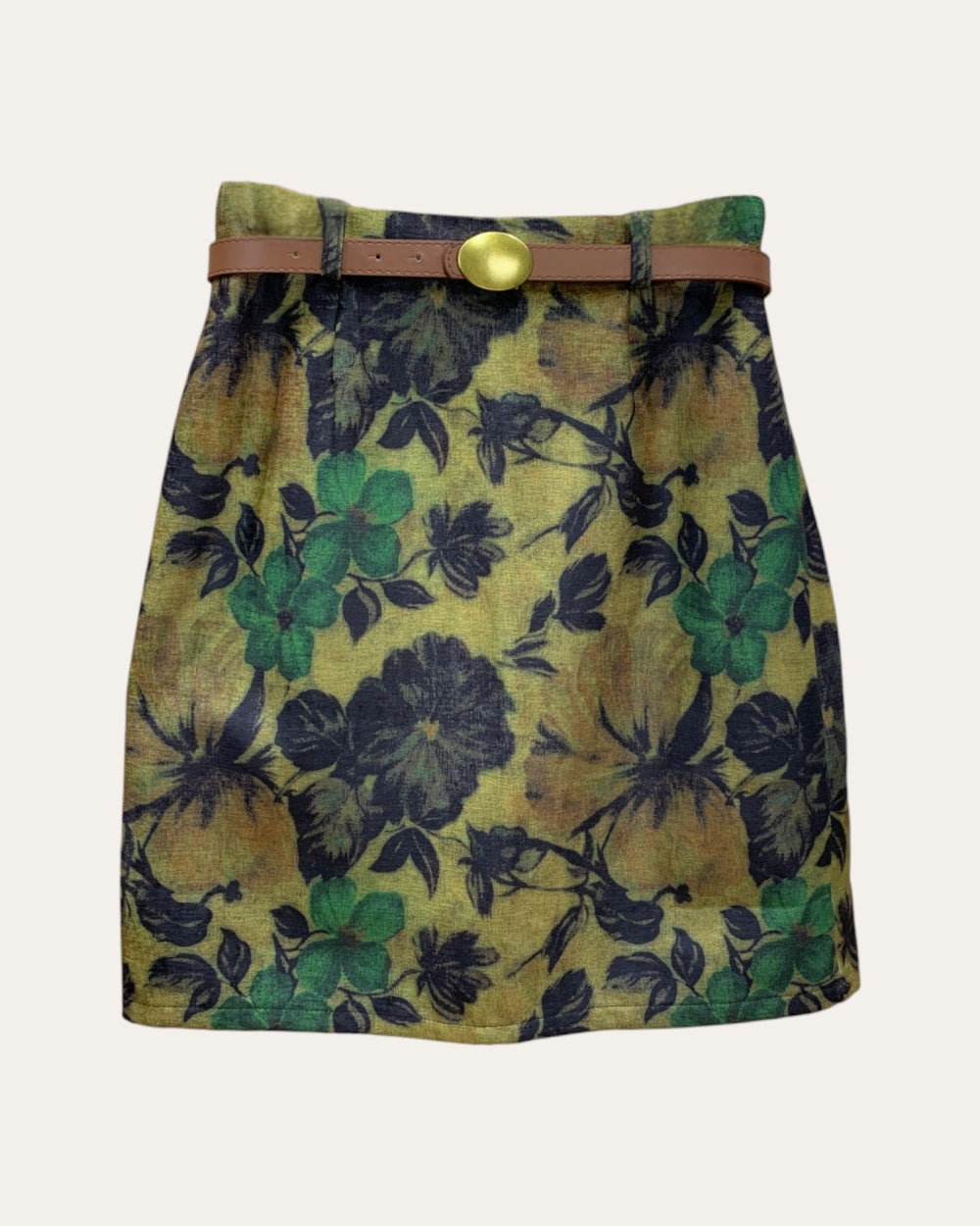 Belted Floral Mini Skirt - Zilvina
