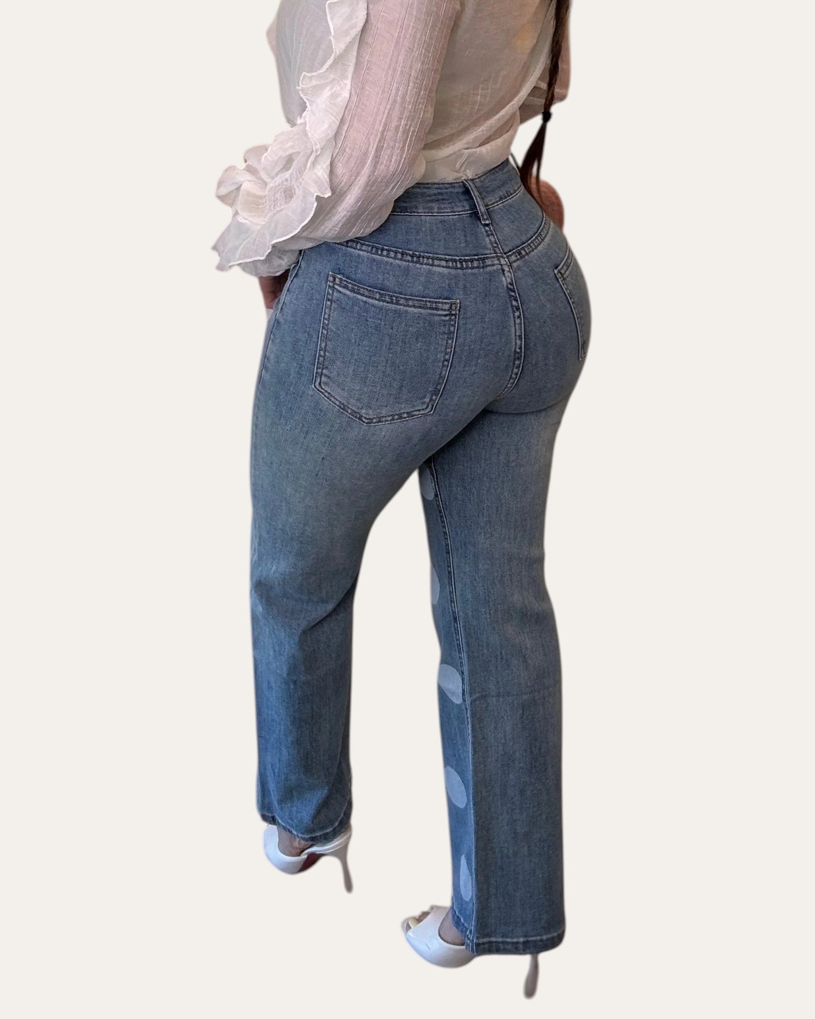 Big Polka Dots Denim Jeans - Zilvina