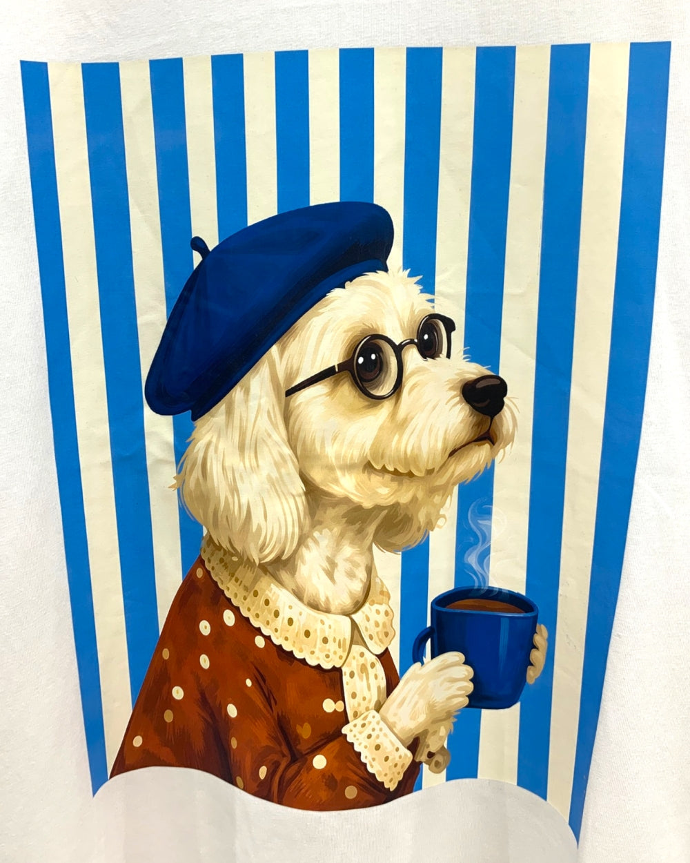Blue Beret Coffee Dog Graphic Tee - Zilvina