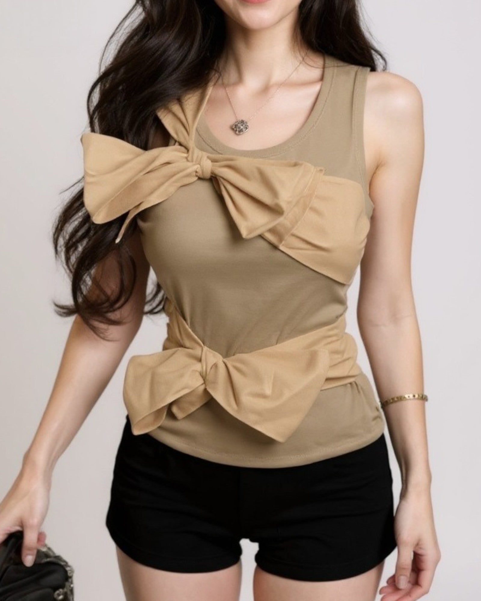 Bow Accent Tank Top - Zilvina