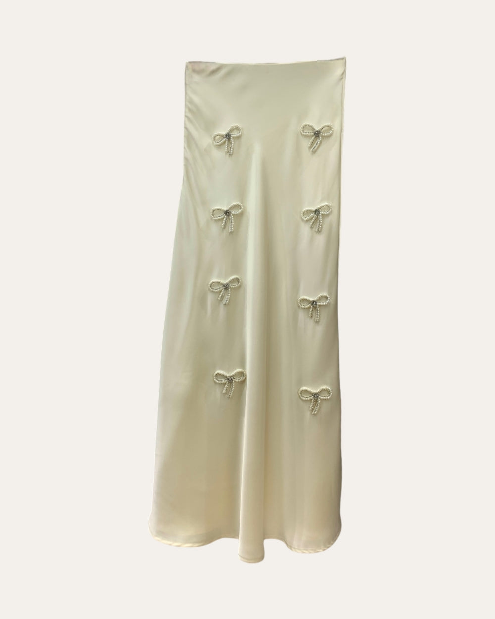 Bow Embellished Satin Midi Skirt - Zilvina