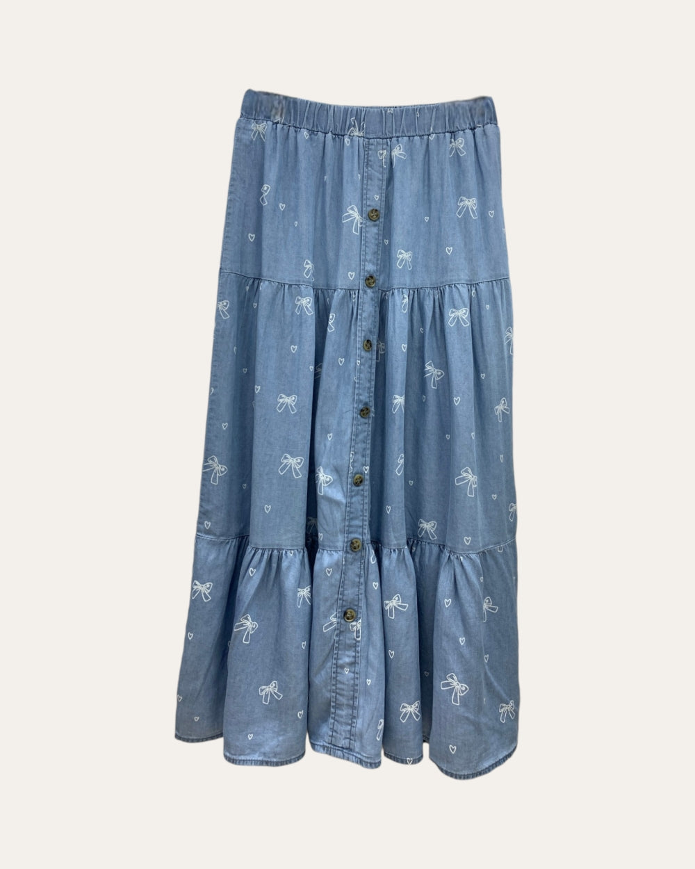 Button Front Denim Skirt - Zilvina