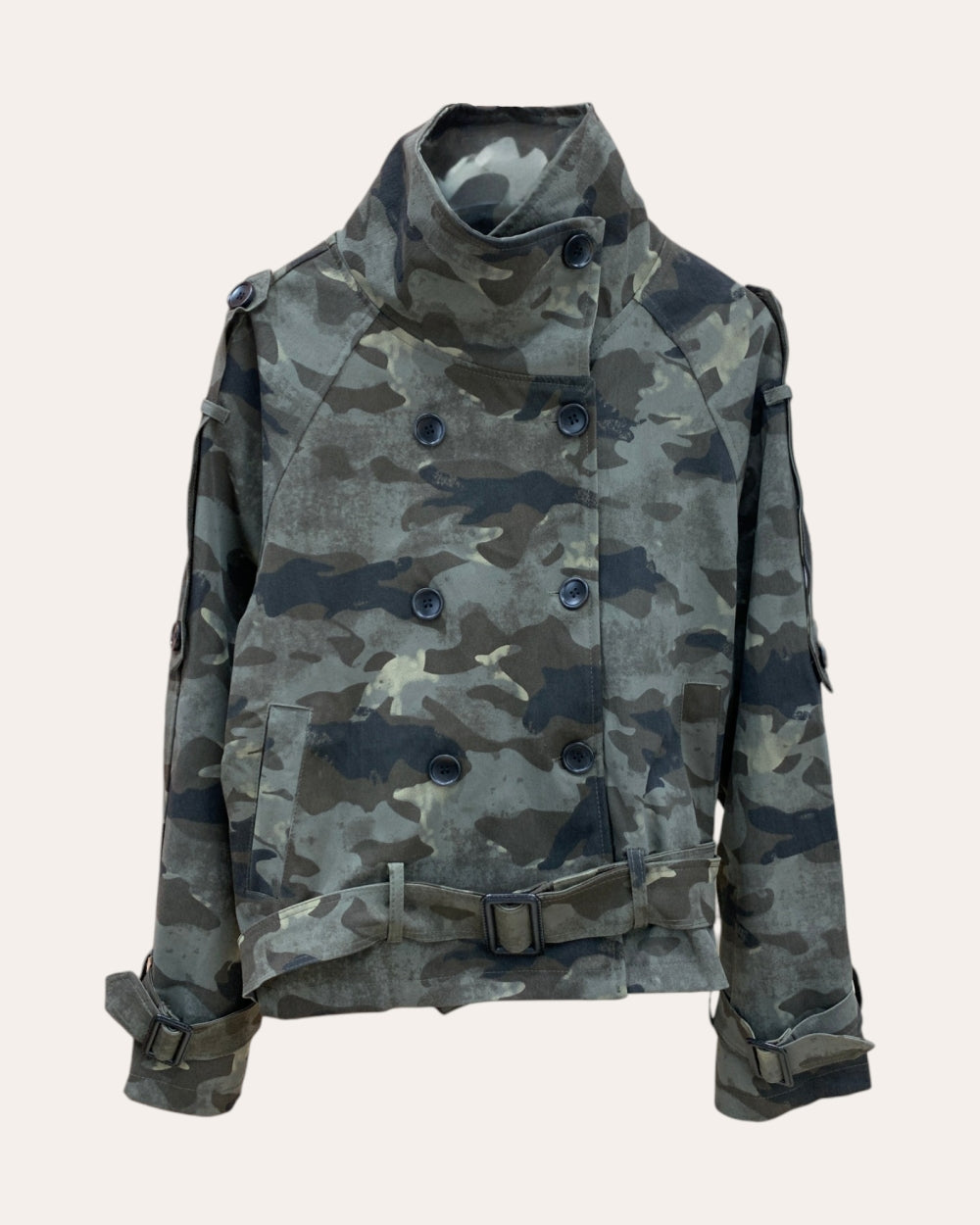Camo Double-Breasted Moto Jacket - Zilvina
