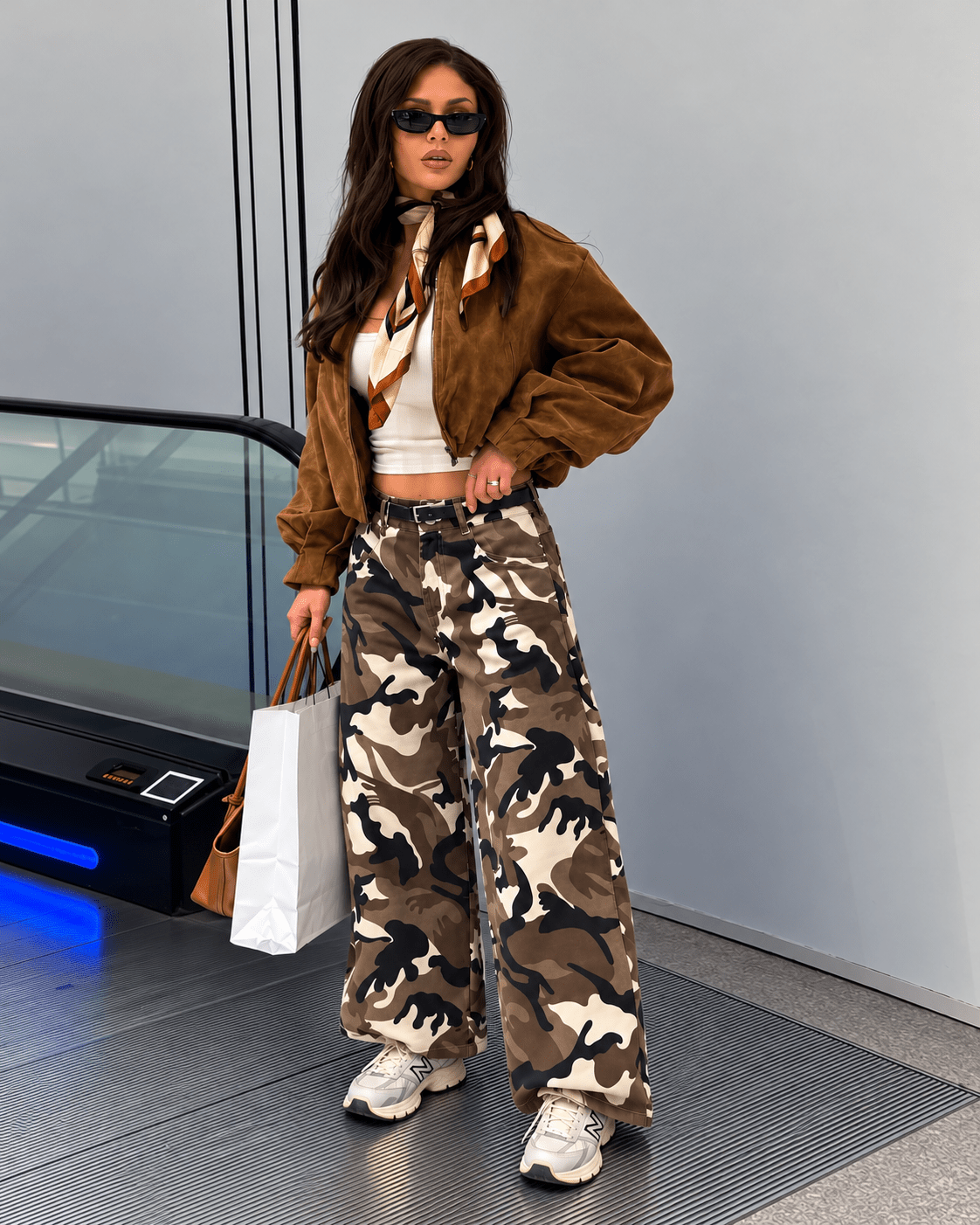 Camo Wide-Leg Utility Pants - Zilvina