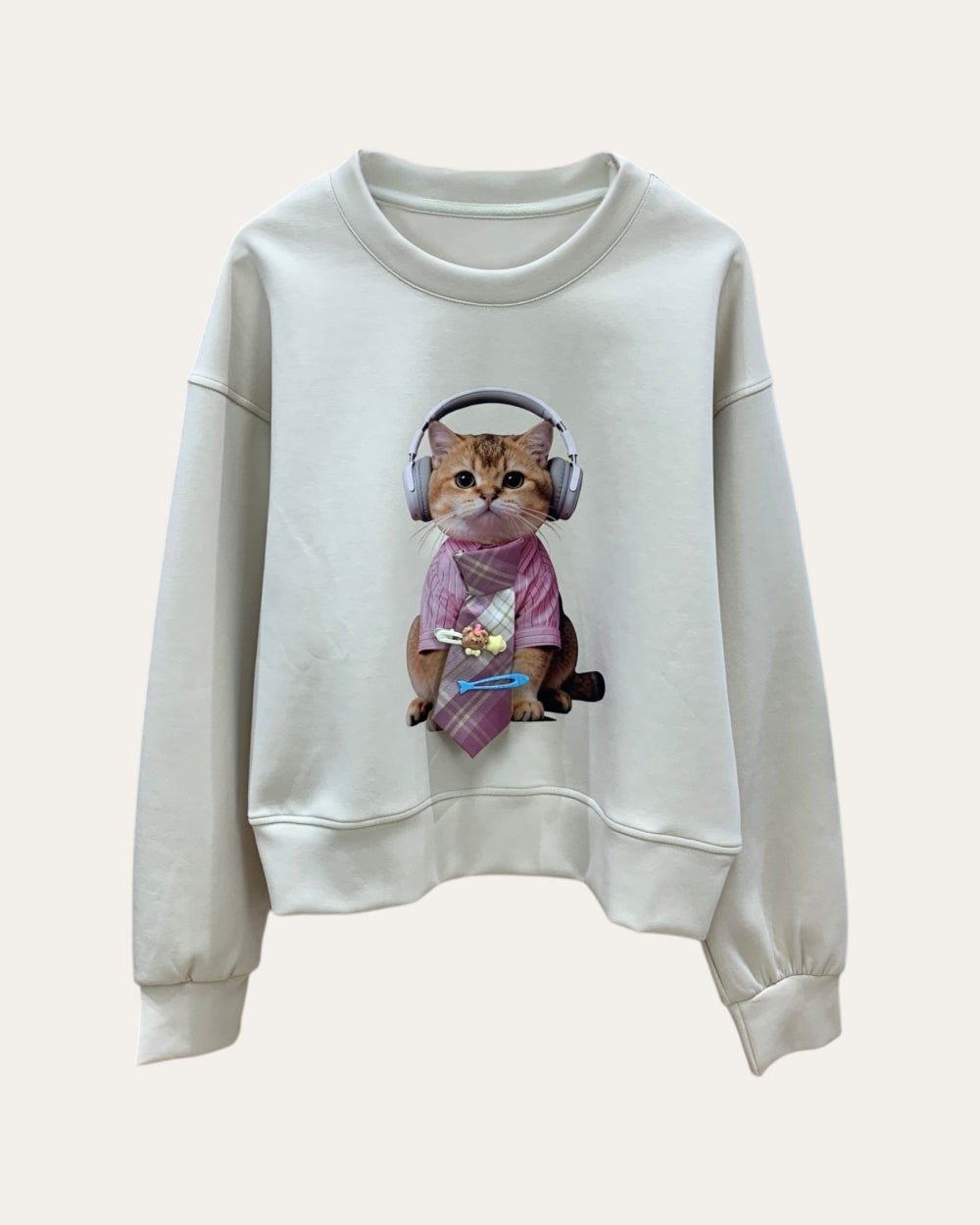 Cat Graphic Oversized Sweatshirt - Zilvina