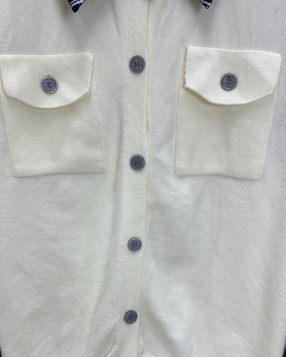 Check Contrast Panel Cardigan Shirt - Zilvina