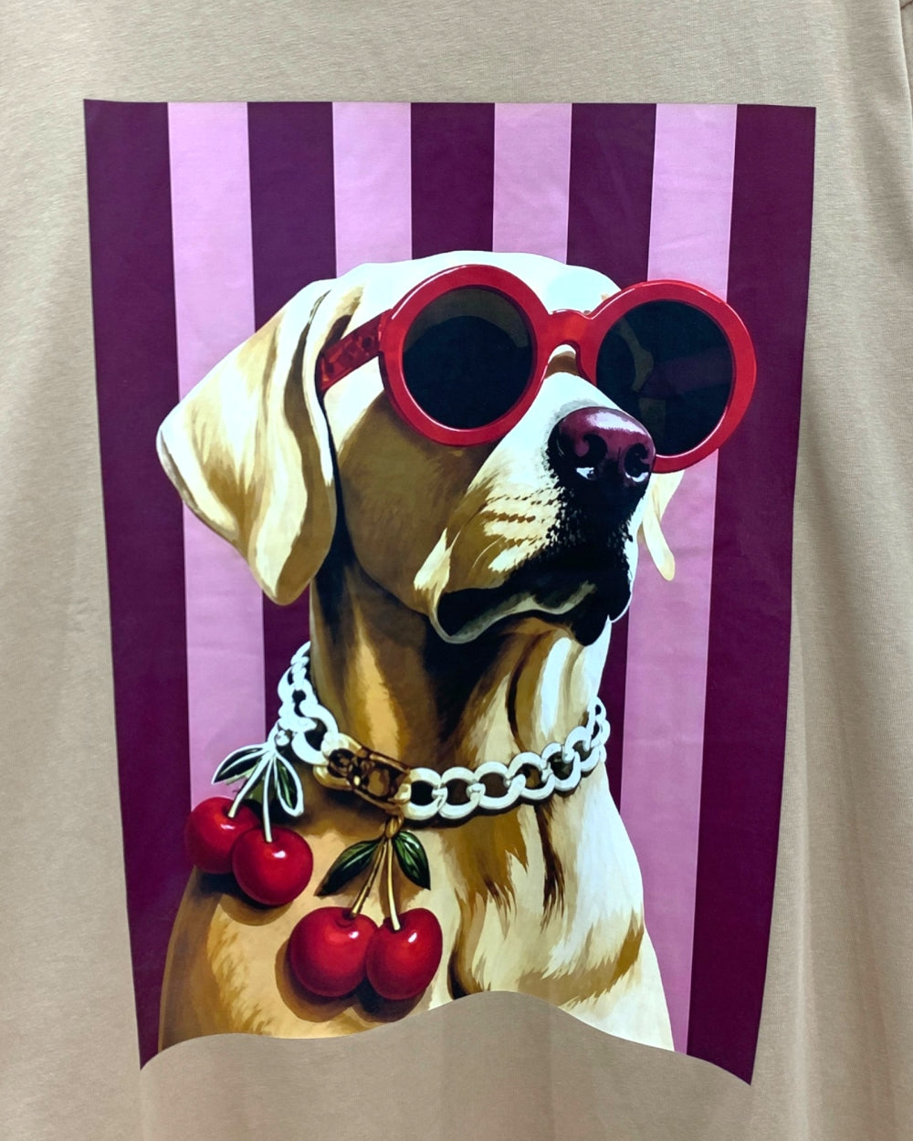 Cherry Necklace Dog Graphic Tee - Zilvina