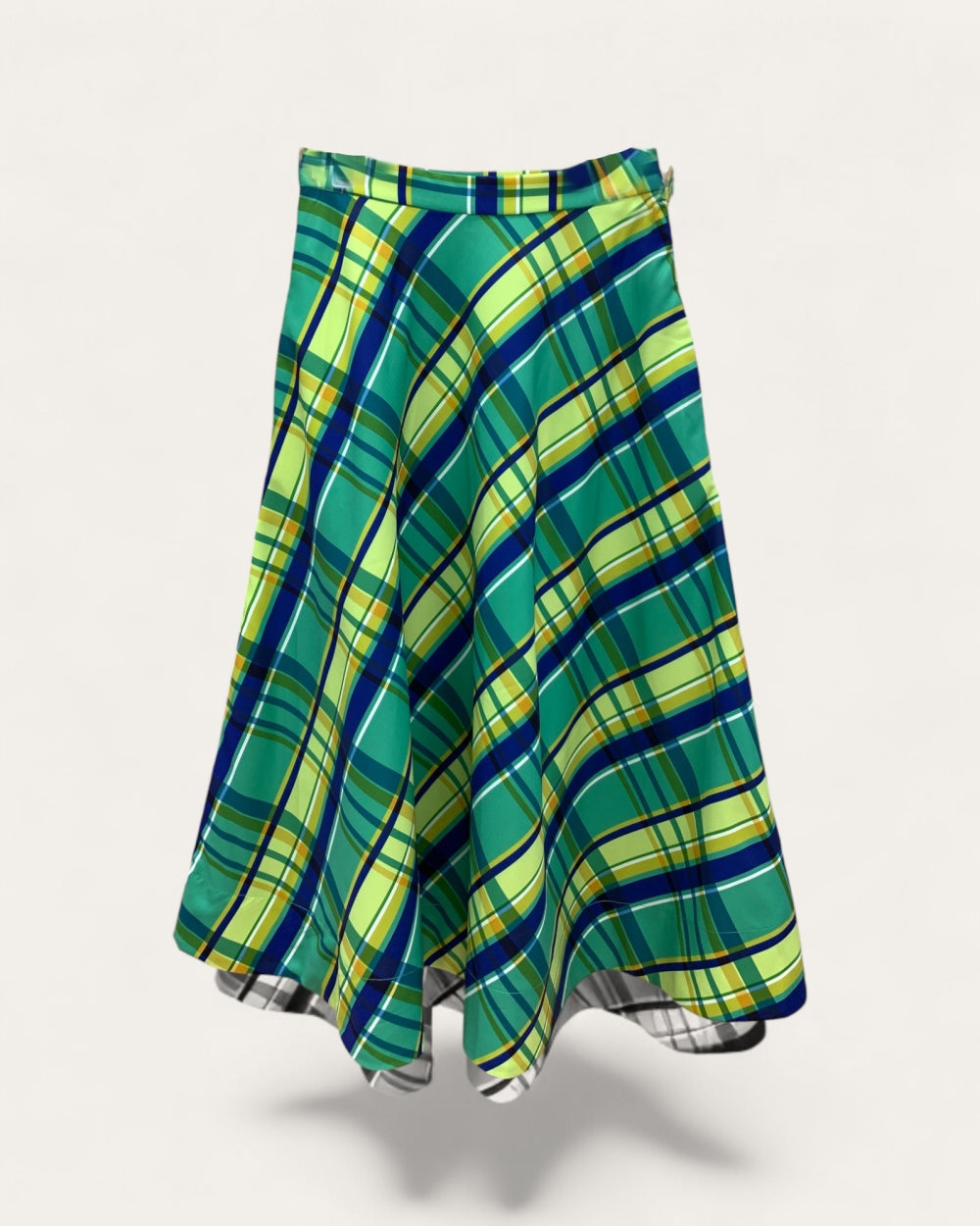 Citrus Plaid A-Line Midi Skirt - Zilvina