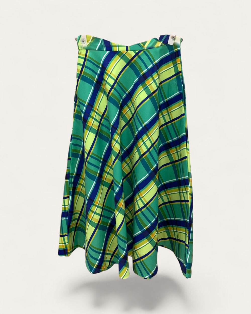 Citrus Plaid A-Line Midi Skirt - Zilvina