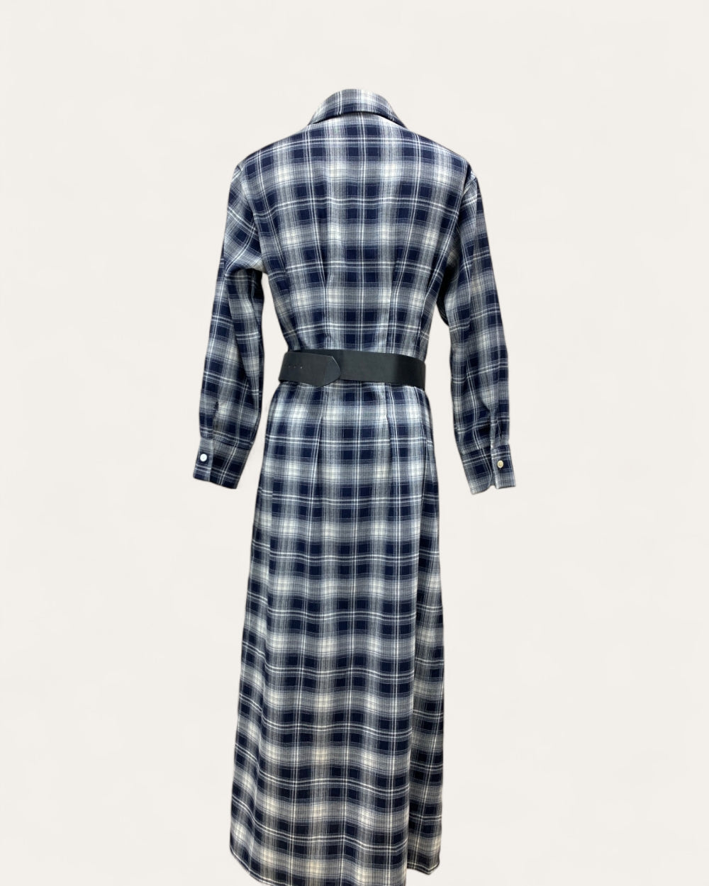 Classic Plaid Belted Shirt Dress - Zilvina