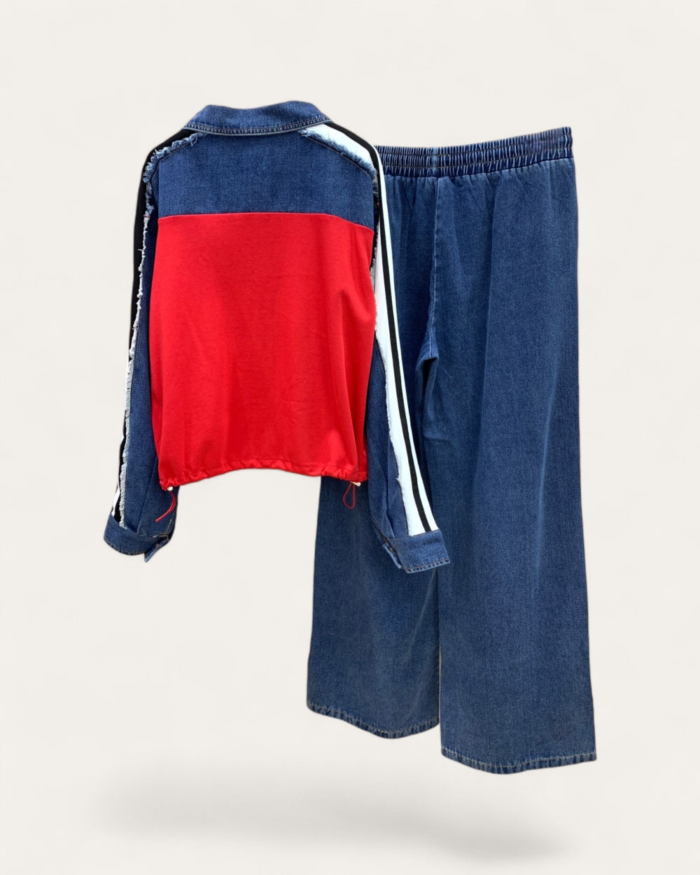 Colorblock Denim Lounge Set - Zilvina
