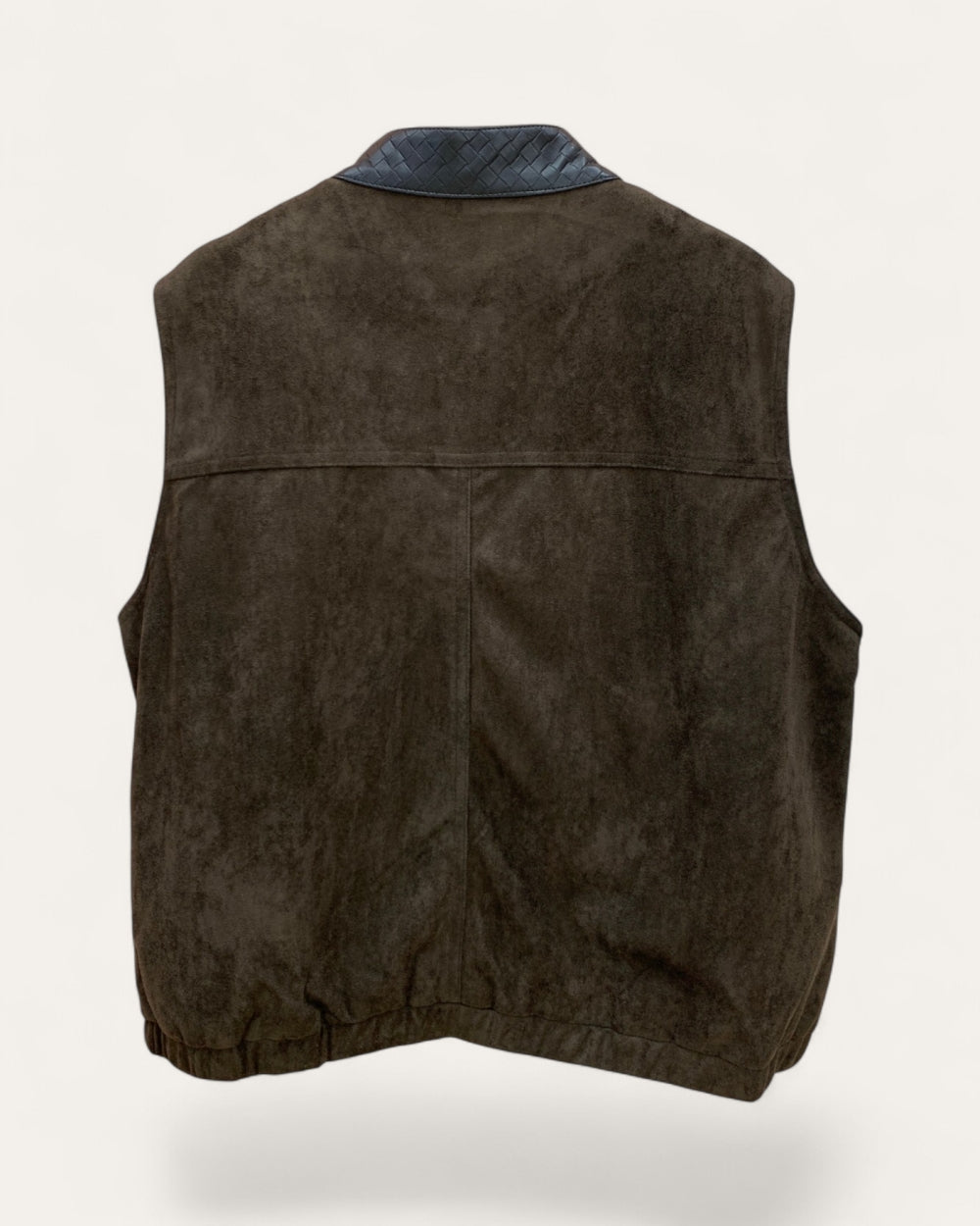 Contrast Collar Faux Suede Zip Vest - Zilvina