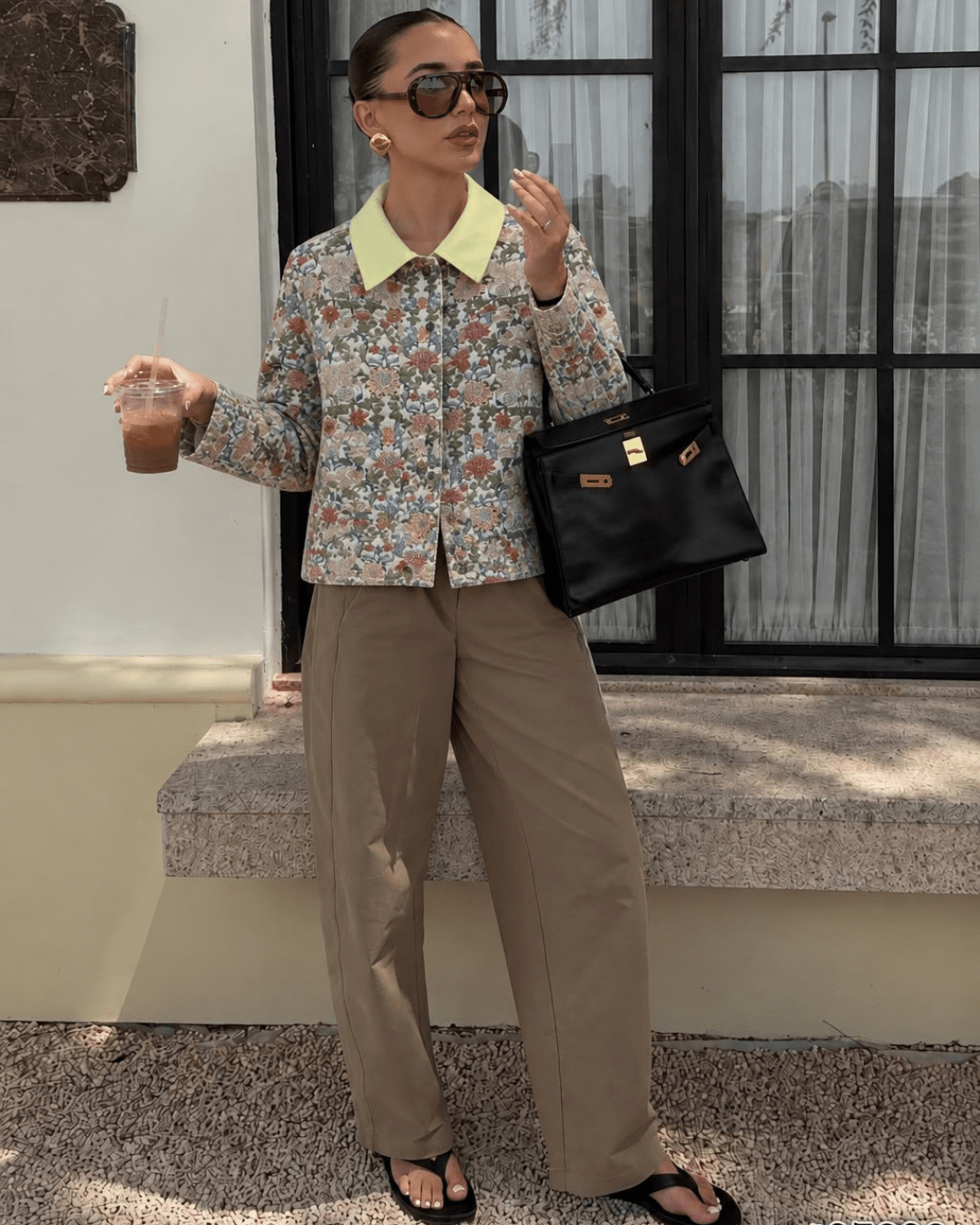 Contrast Collar Floral Jacket - Zilvina