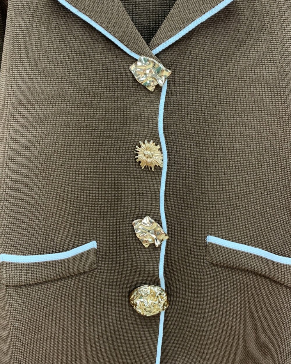 Contrast Trim Jewel Button Cardigan - Zilvina