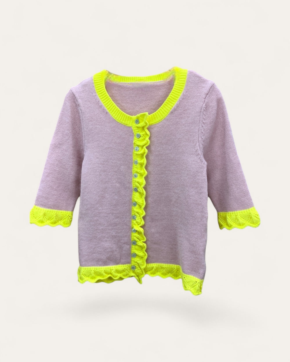 Contrast Trim Short Sleeve Knit Cardigan - Zilvina