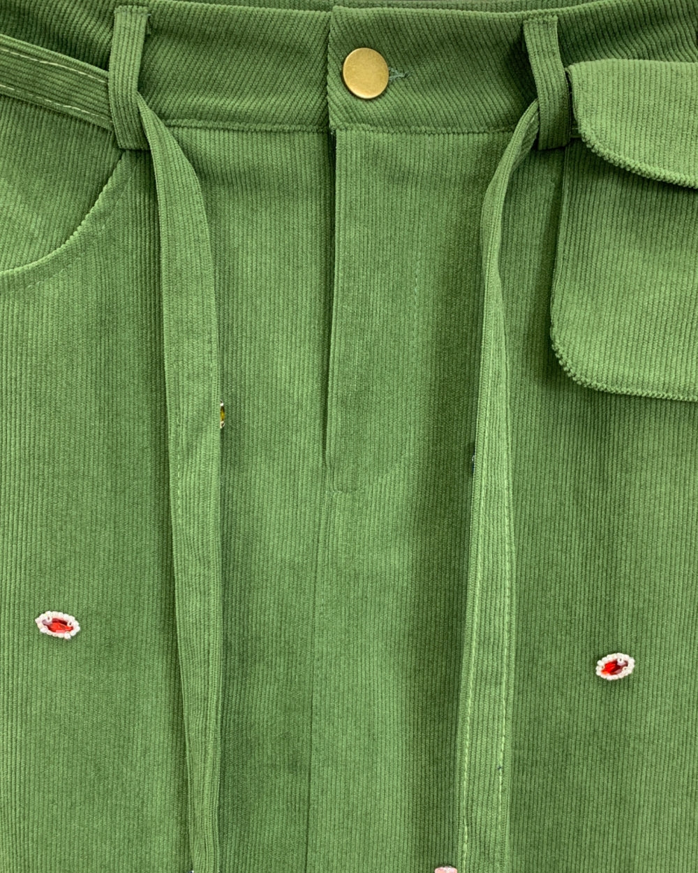 Corduroy Mini Skirt with Gem Embellishment - Zilvina